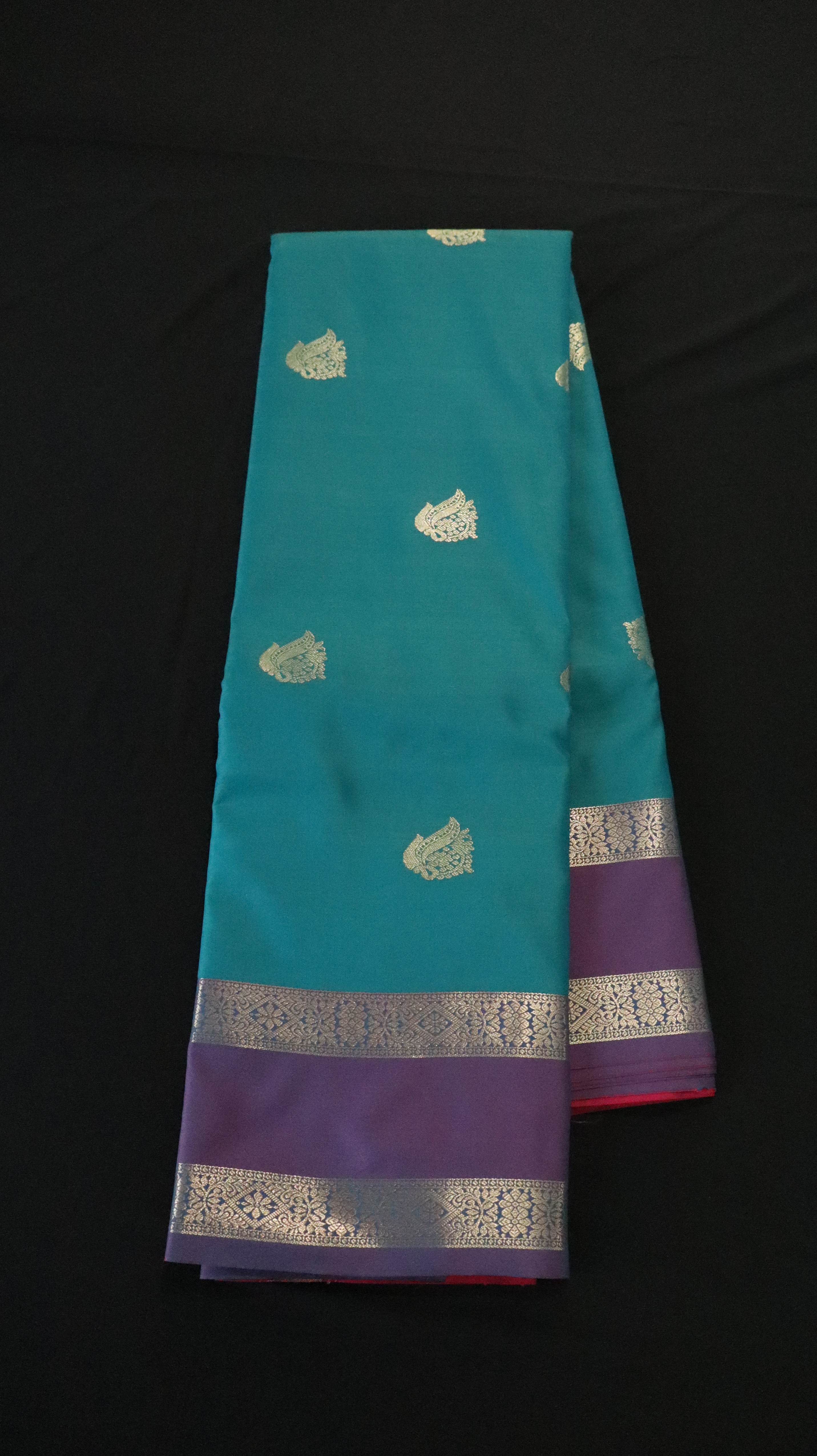 DOUBLE BORDER WITH BUTTA SAPHIRE SAREE
