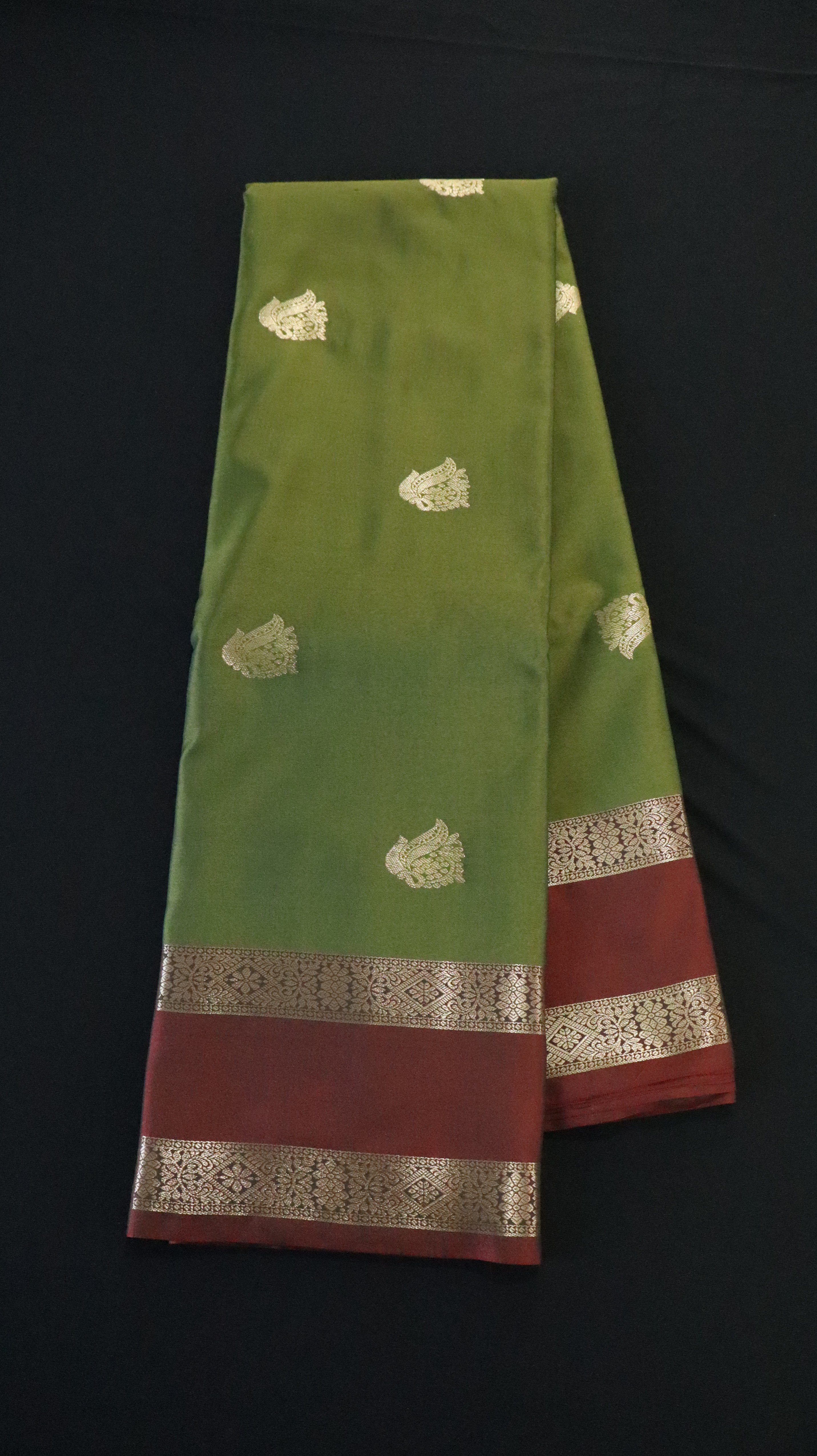 DOUBLE BORDER WITH BUTTA GREEN SAREE