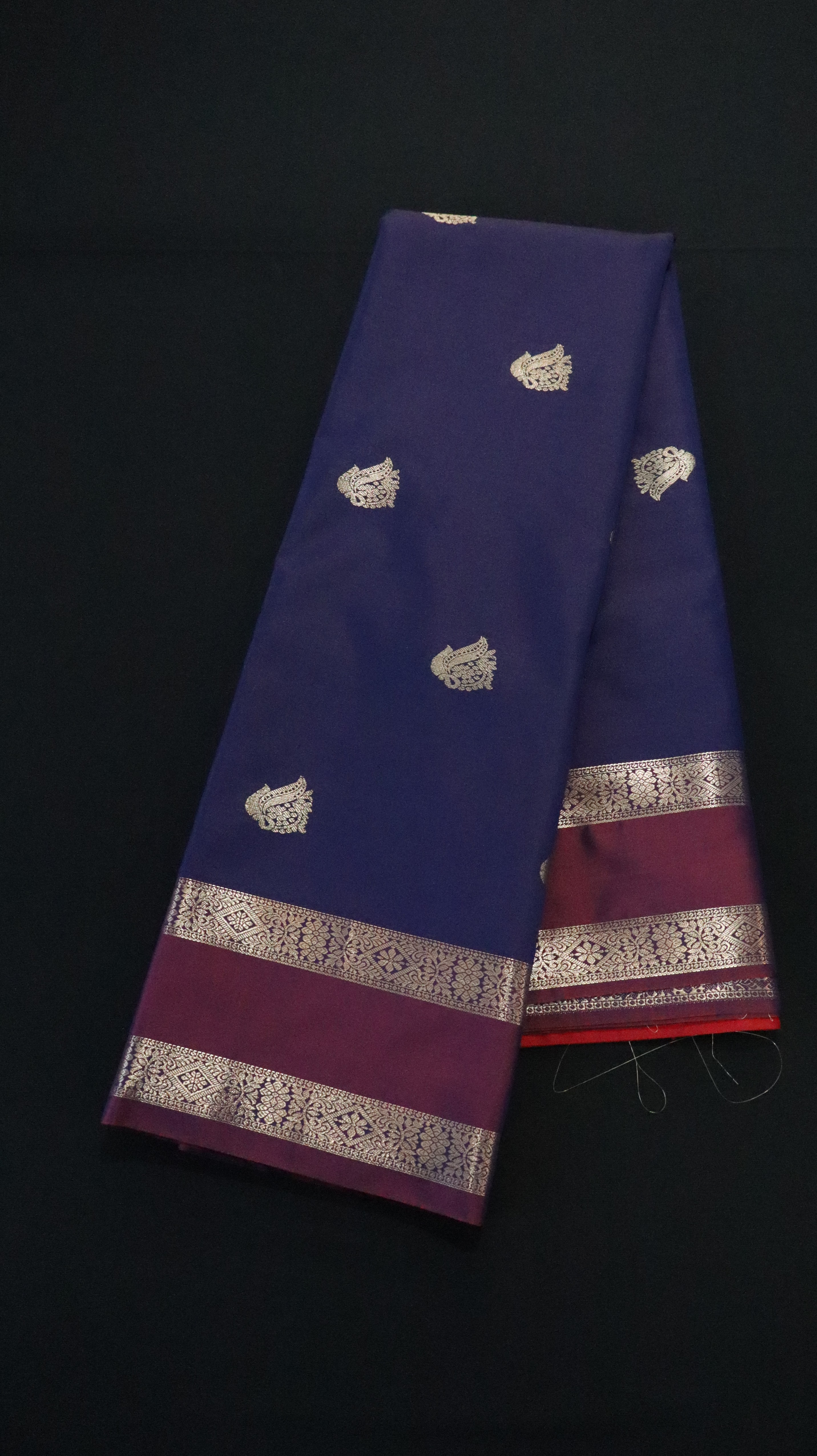 DOUBLE BORDER WITH BUTTA INK BLUE SAREE