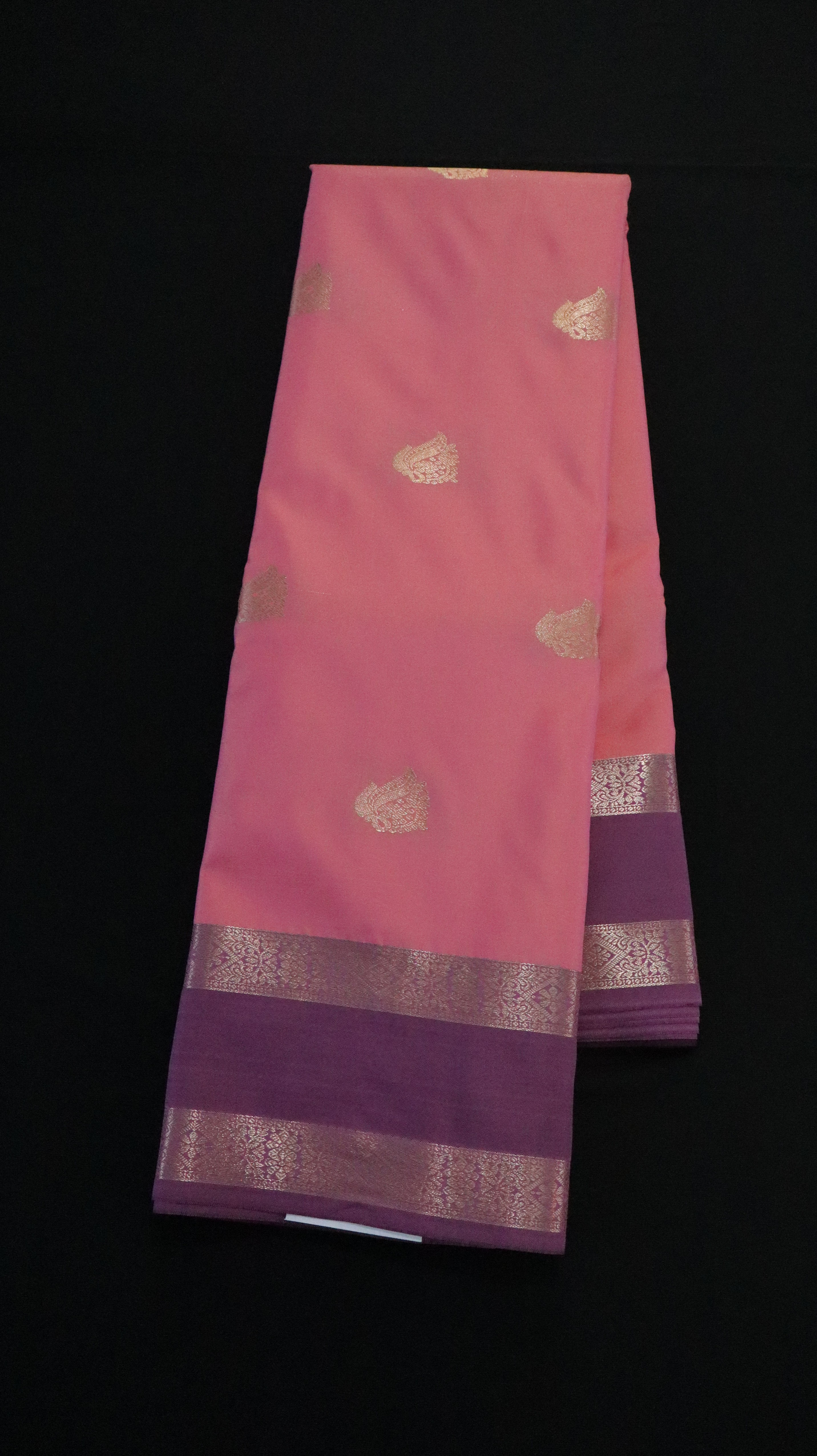 DOUBLE BORDER WITH BUTTA PINK SAREE