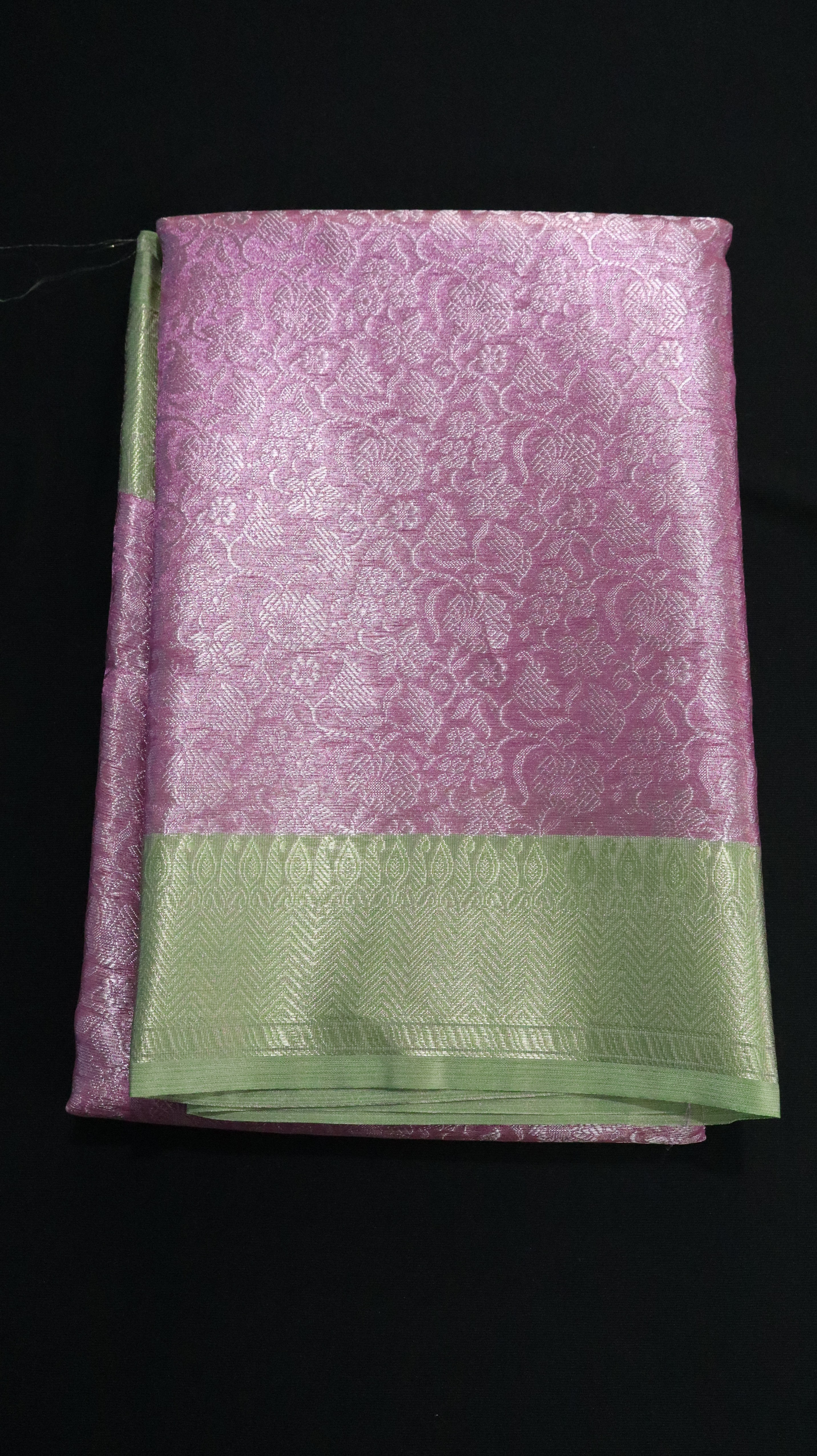 KANCHIPURAM TISSUE SAREE-PINK/GREEN
