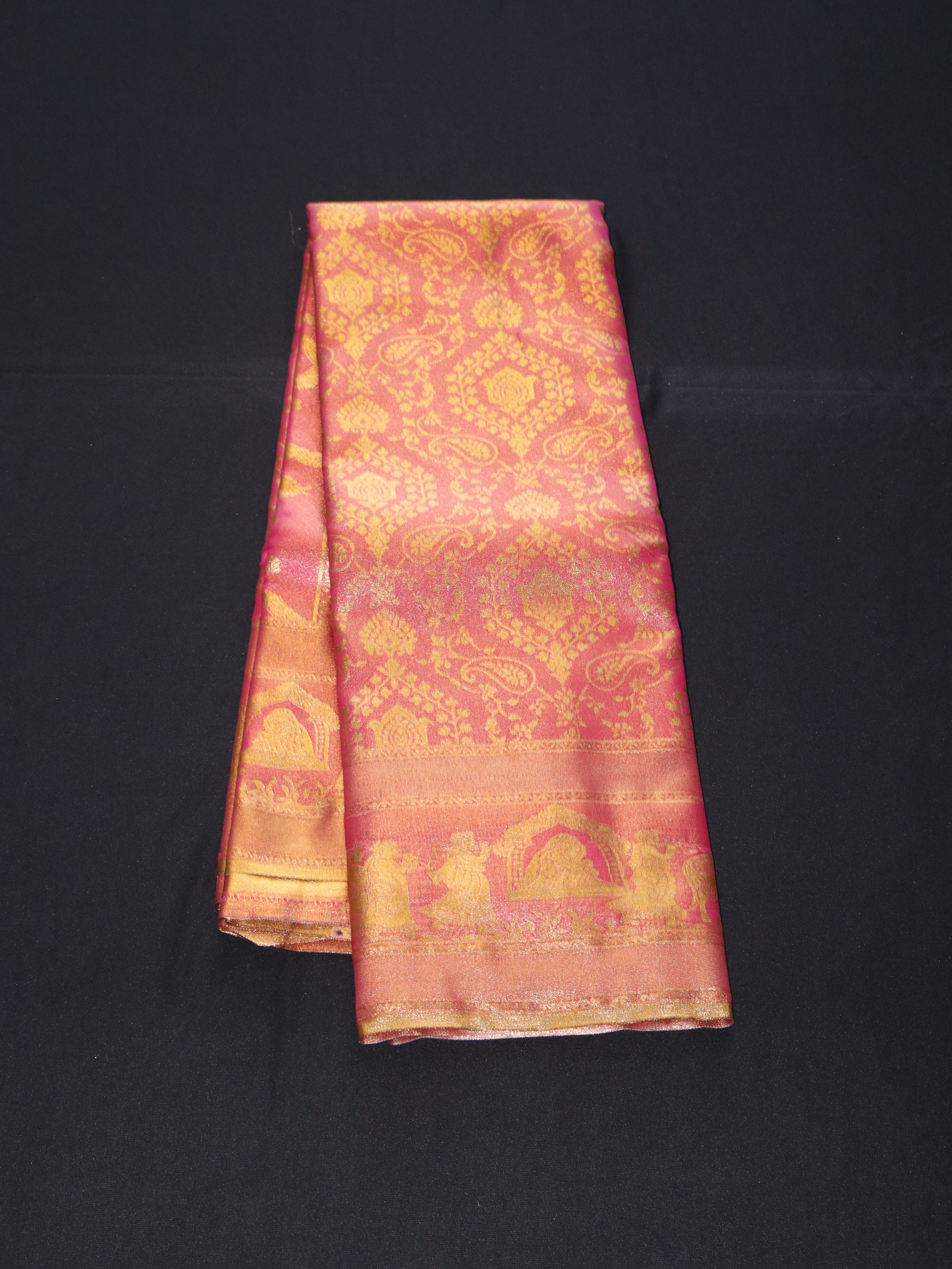 DHARMAVARAM BROCADE SILK SAREE-ORANGE PALLAKU