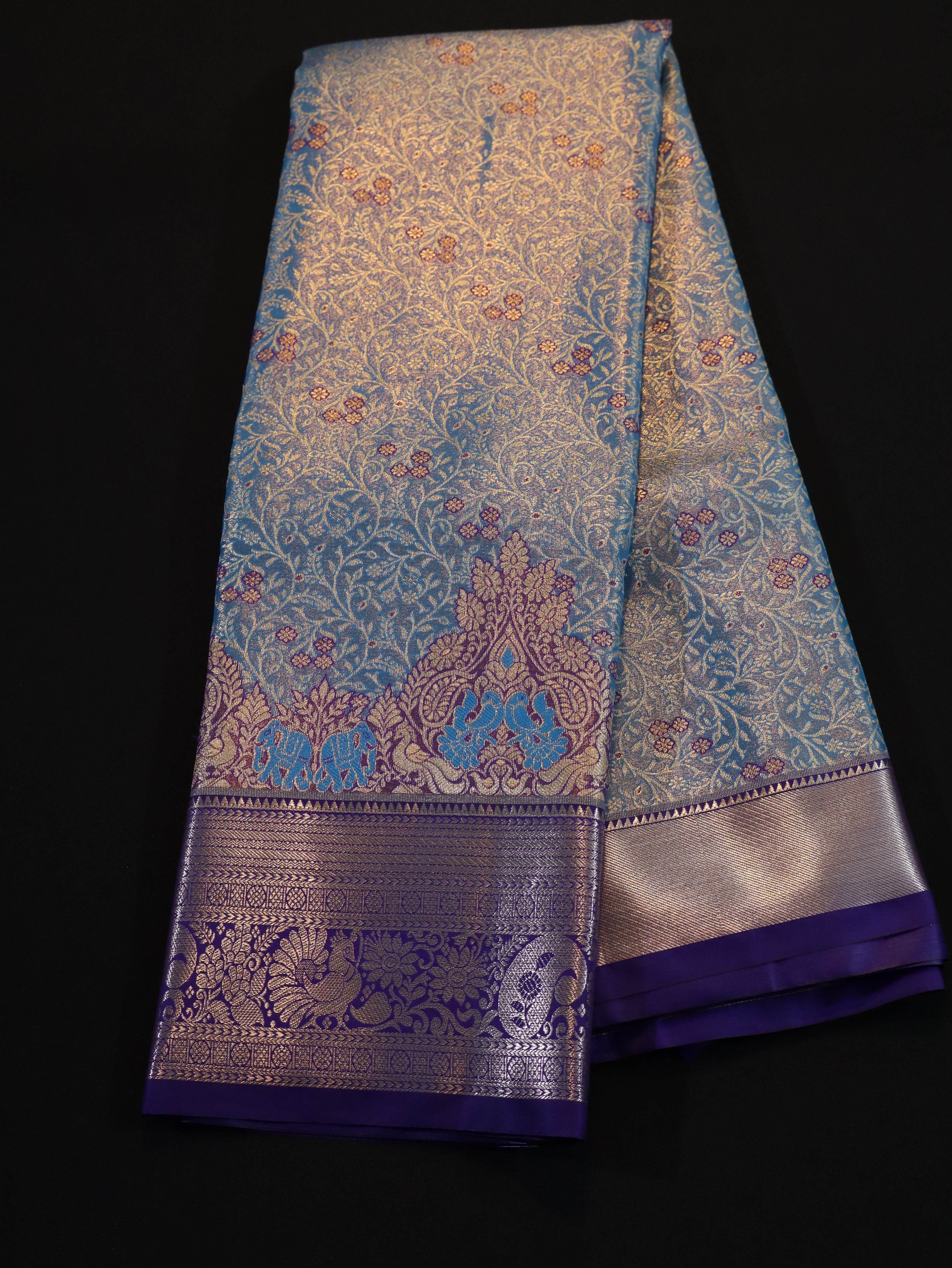 JARI BROCADE AND EMBOSS-ANANDHA/BLUE