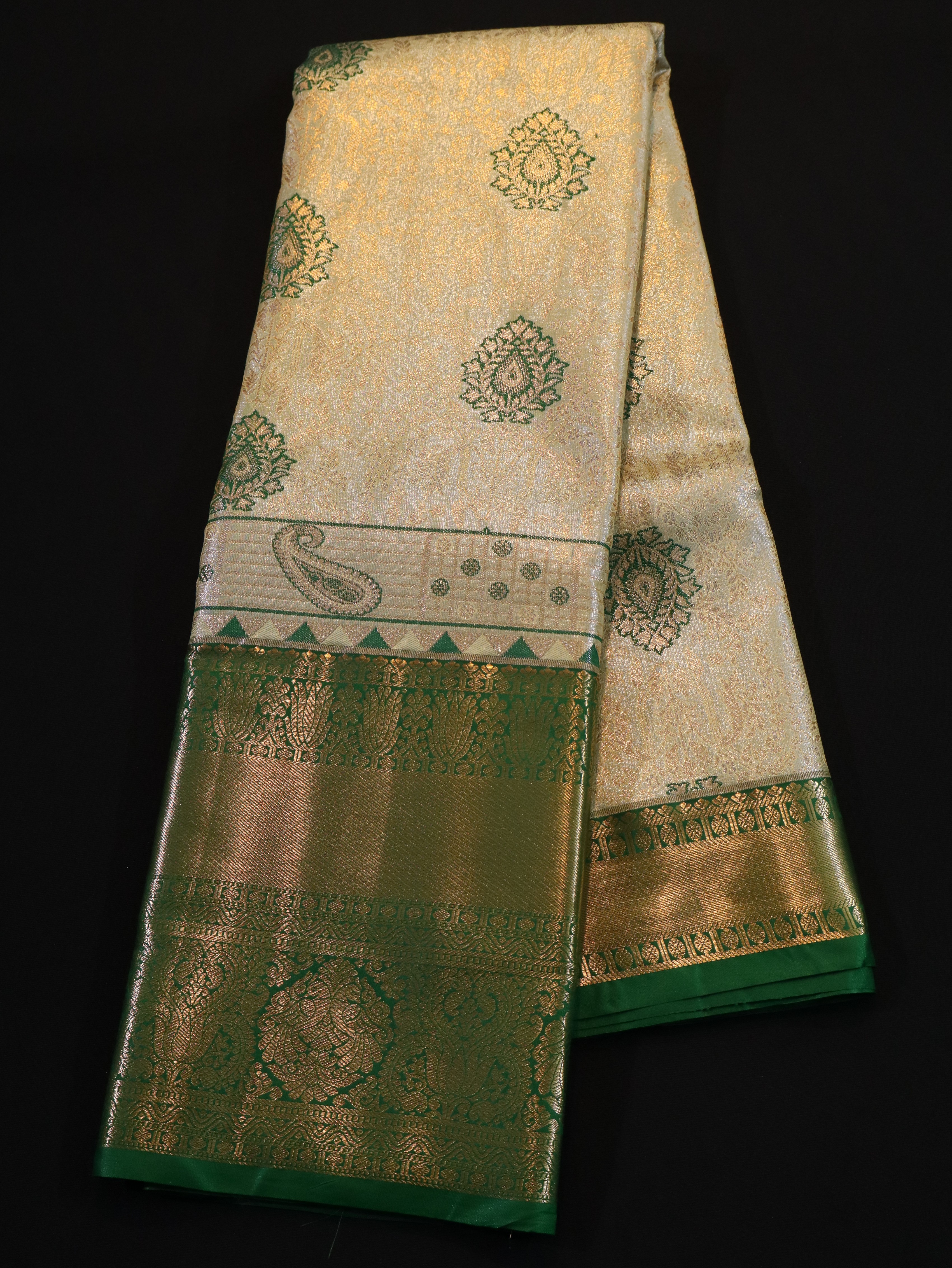 JARI BROCADE AND EMBOSS-TUSSAR/GREEN