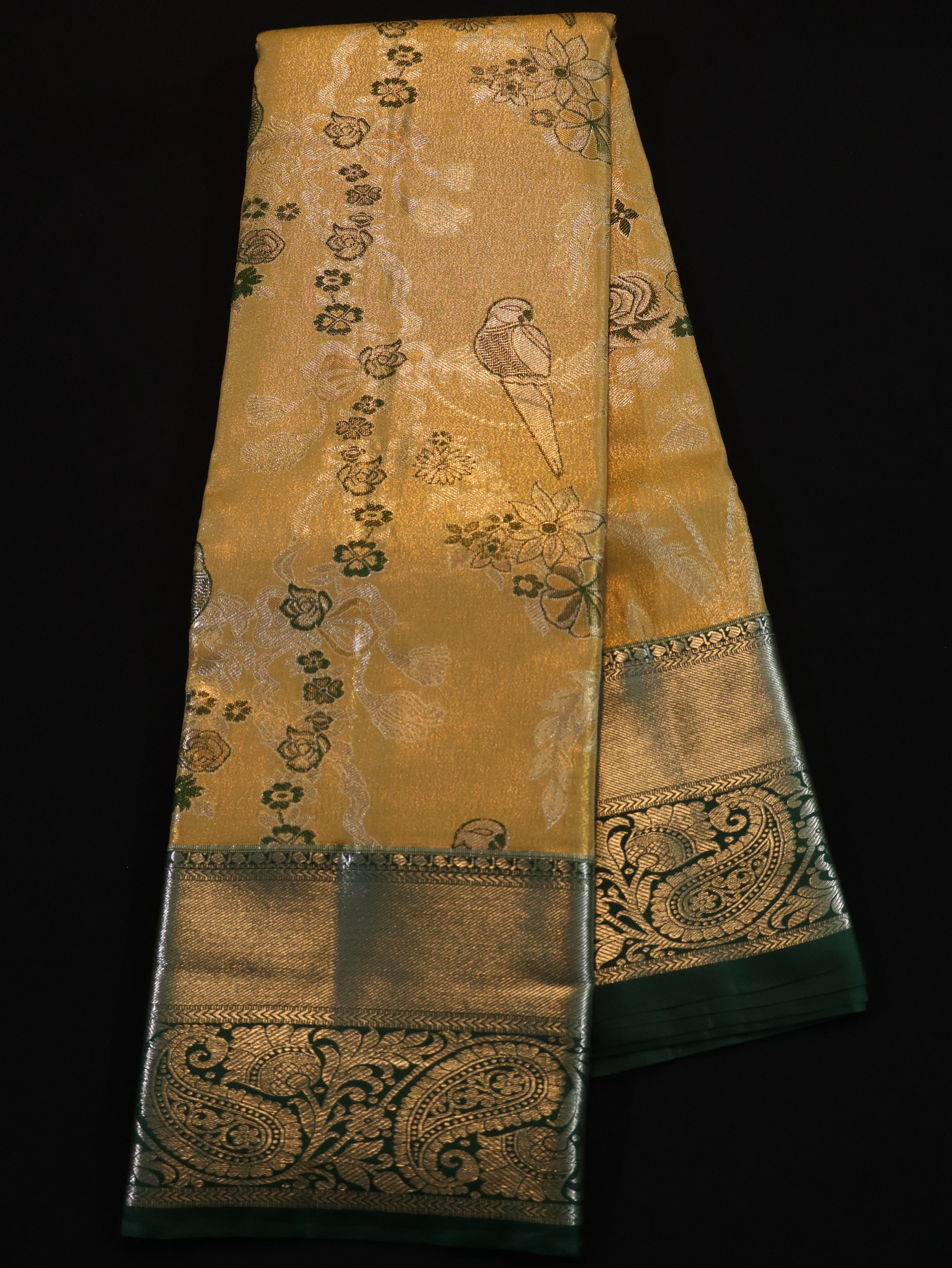 JARI BROCADE AND EMBOSS-GOLDEN GREEN