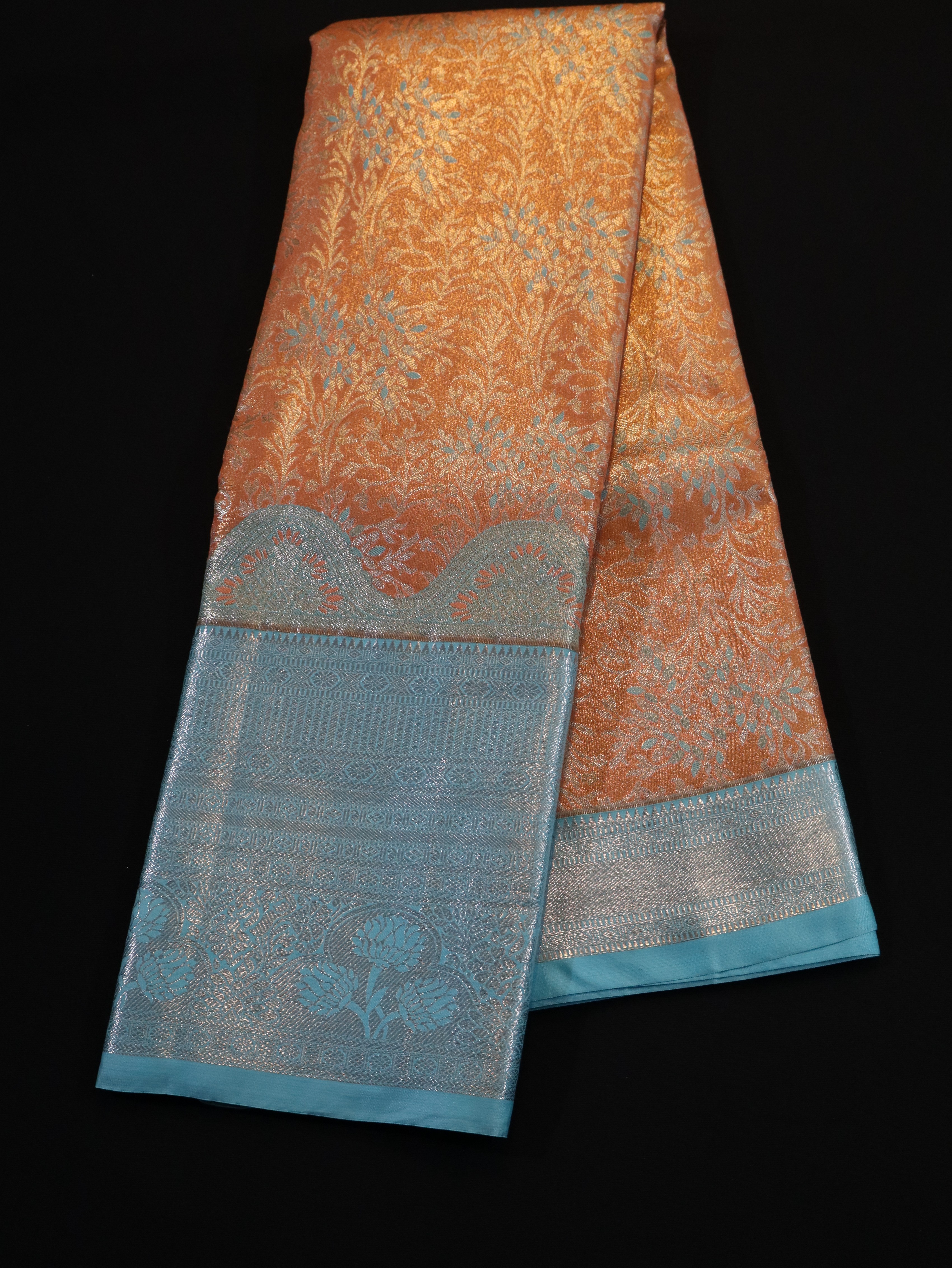 JARI BROCADE AND EMBOSS-ORANGE BLUE