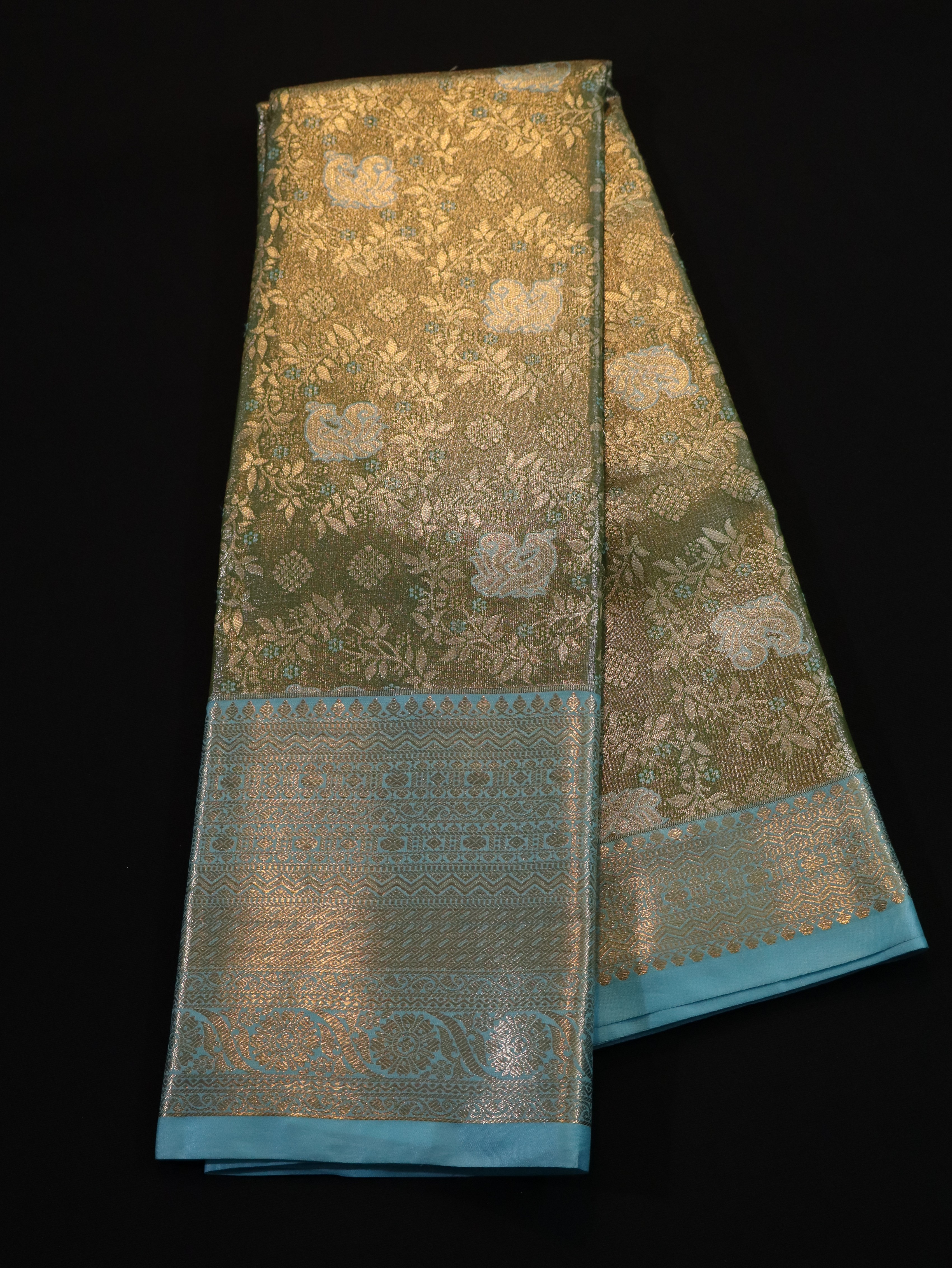 JARI BROCADE AND EMBOSS-KHAKI BLUE