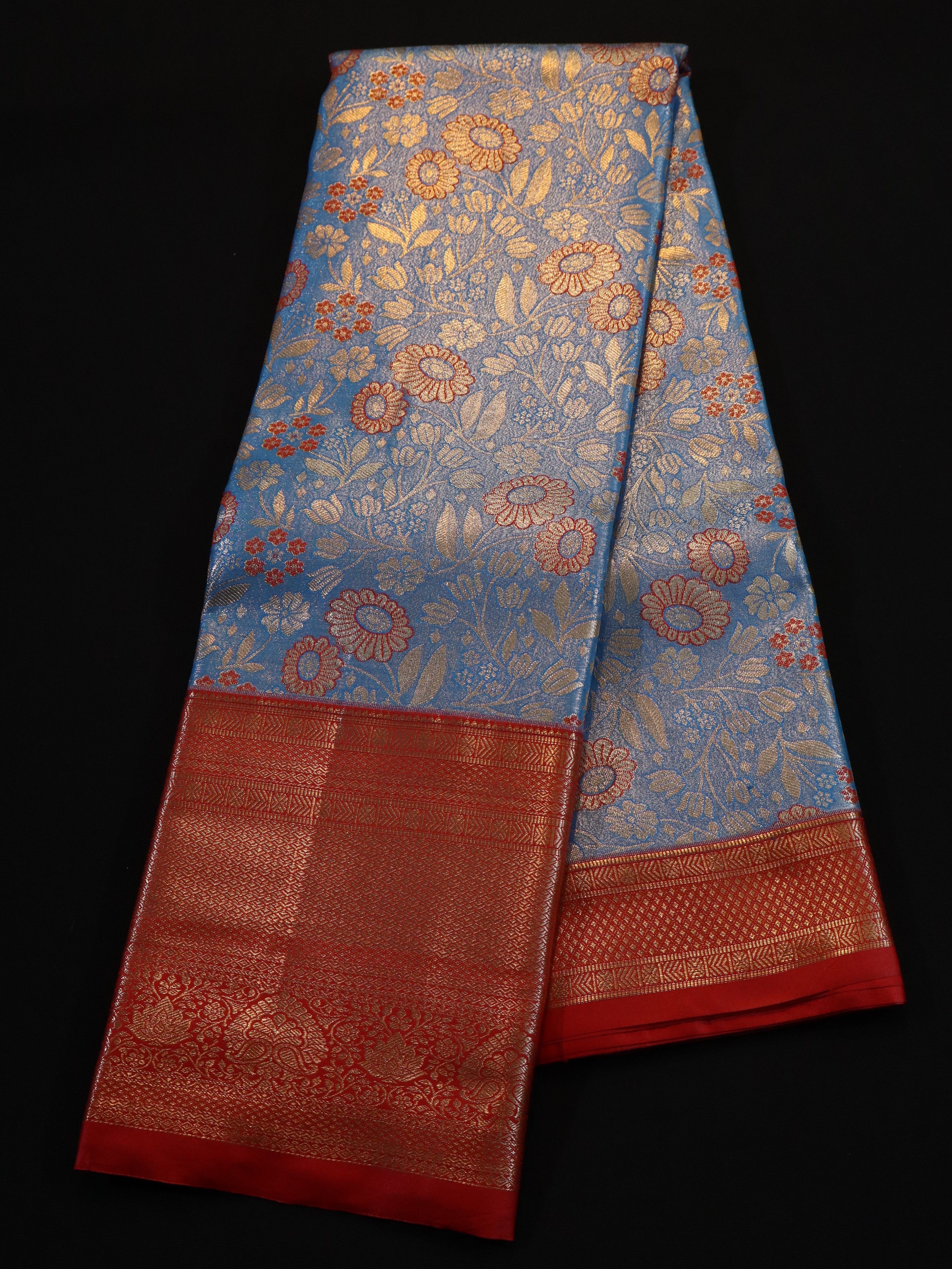 JARI BROCADE AND EMBOSS-BLUE RED