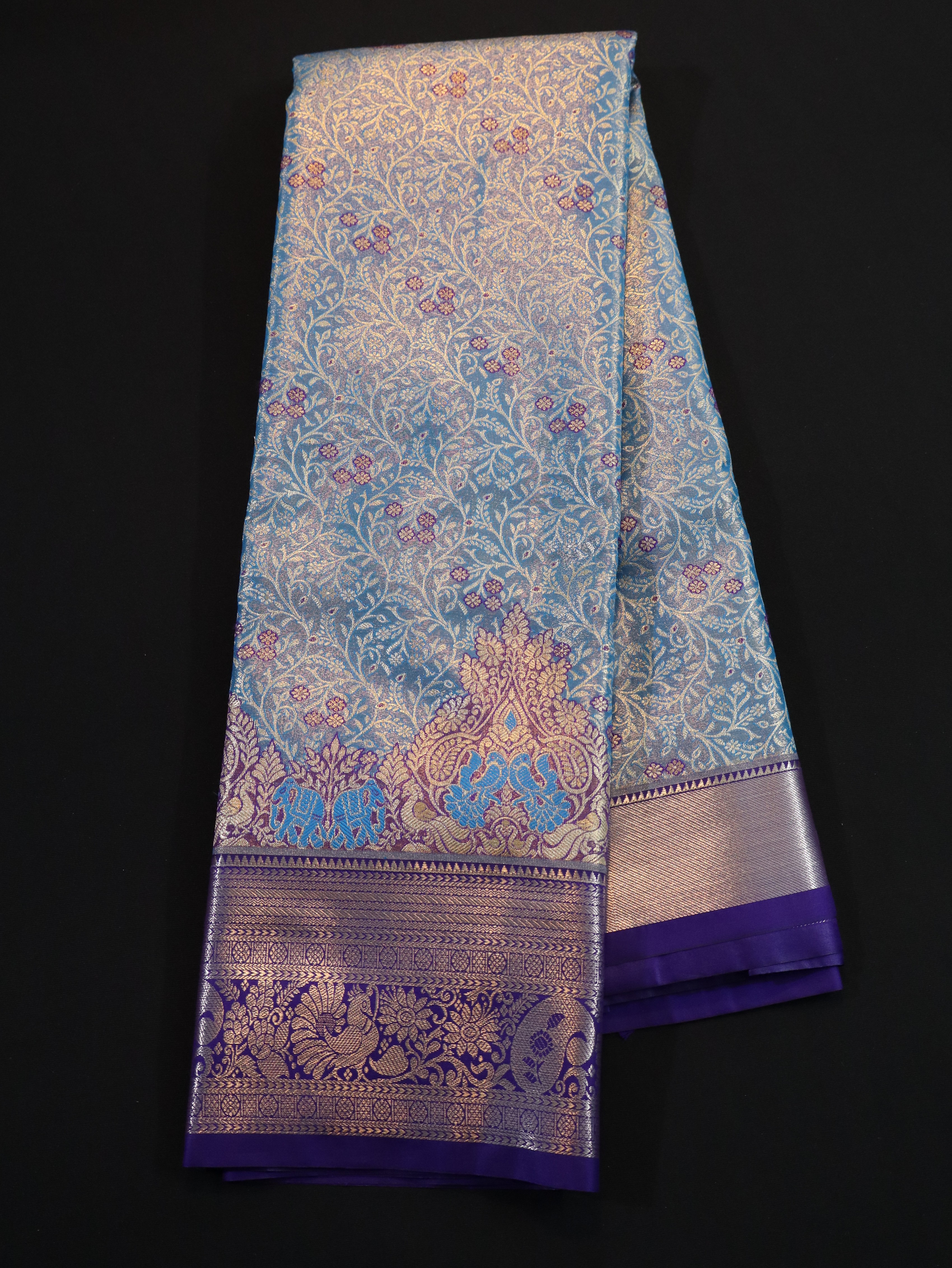 JARI BROCADE AND EMBOSS-BLUE ANANDHA