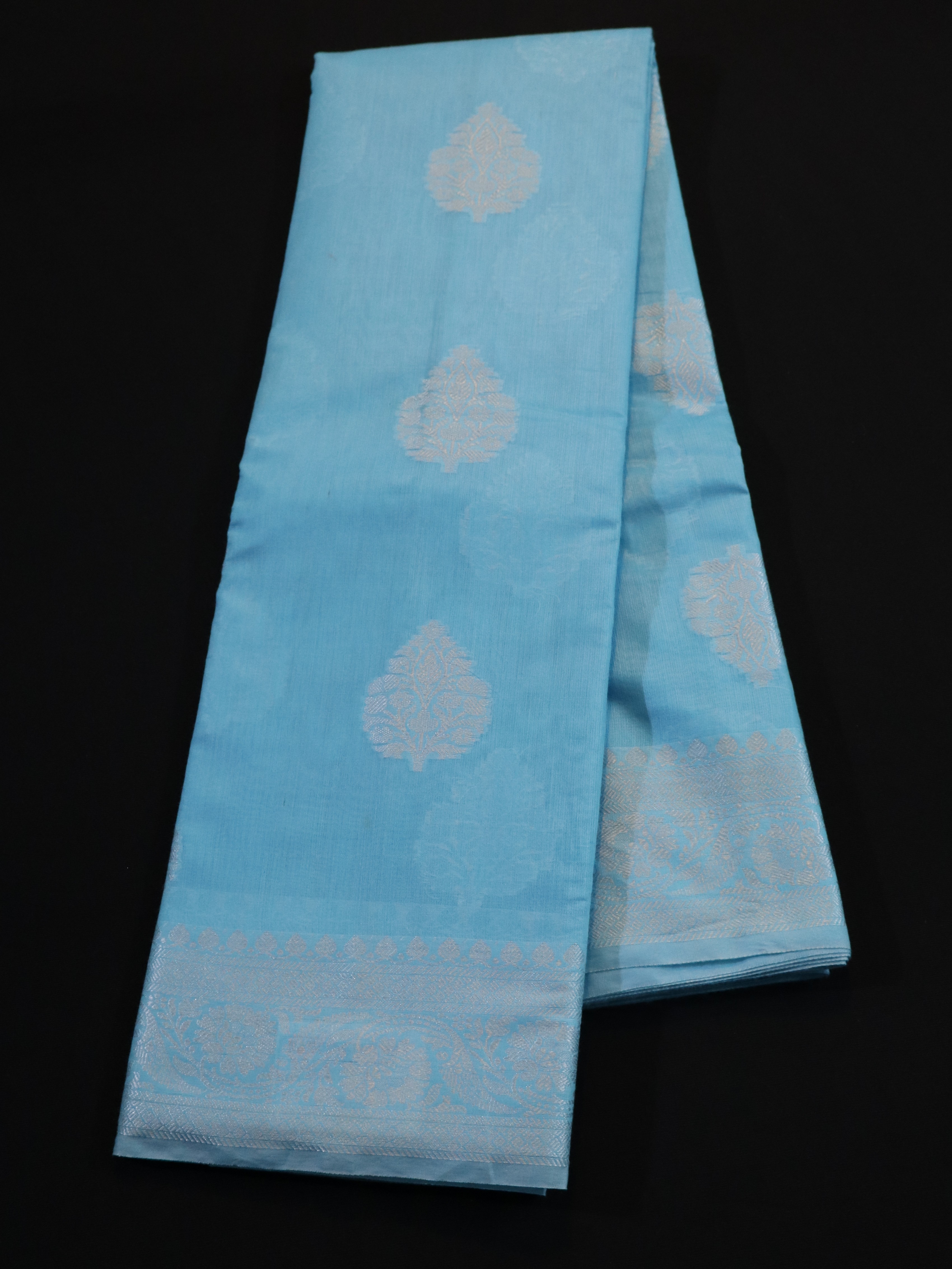 COVAI COTTON WITH BUTTA-BLUE