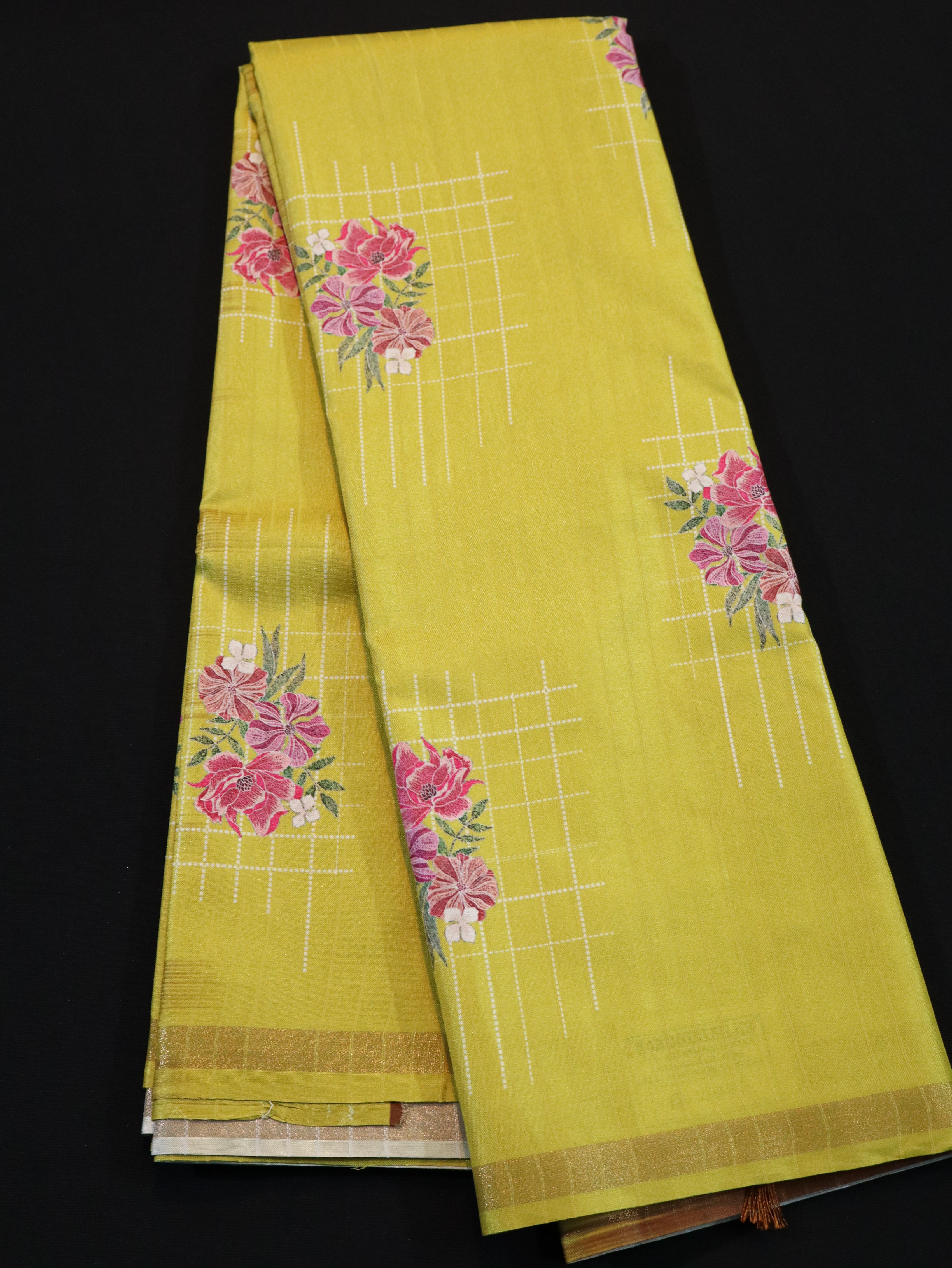 BORDER BUTTA FANCY SAREE-YELLOW/RED