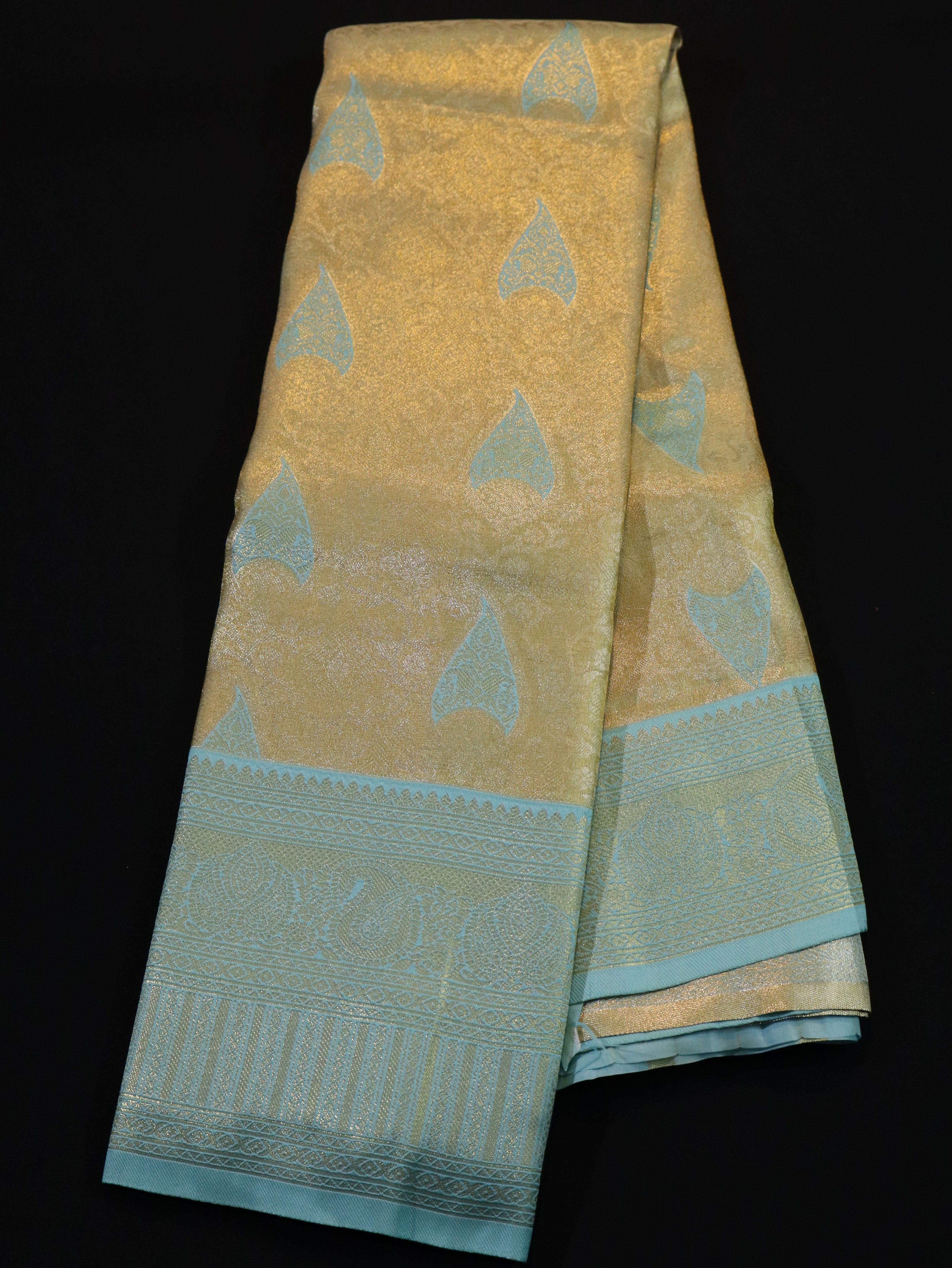 ZARI BROCADE WITH MOTIF(LIGHT WEIGHT)-KHAKI ANANDHA