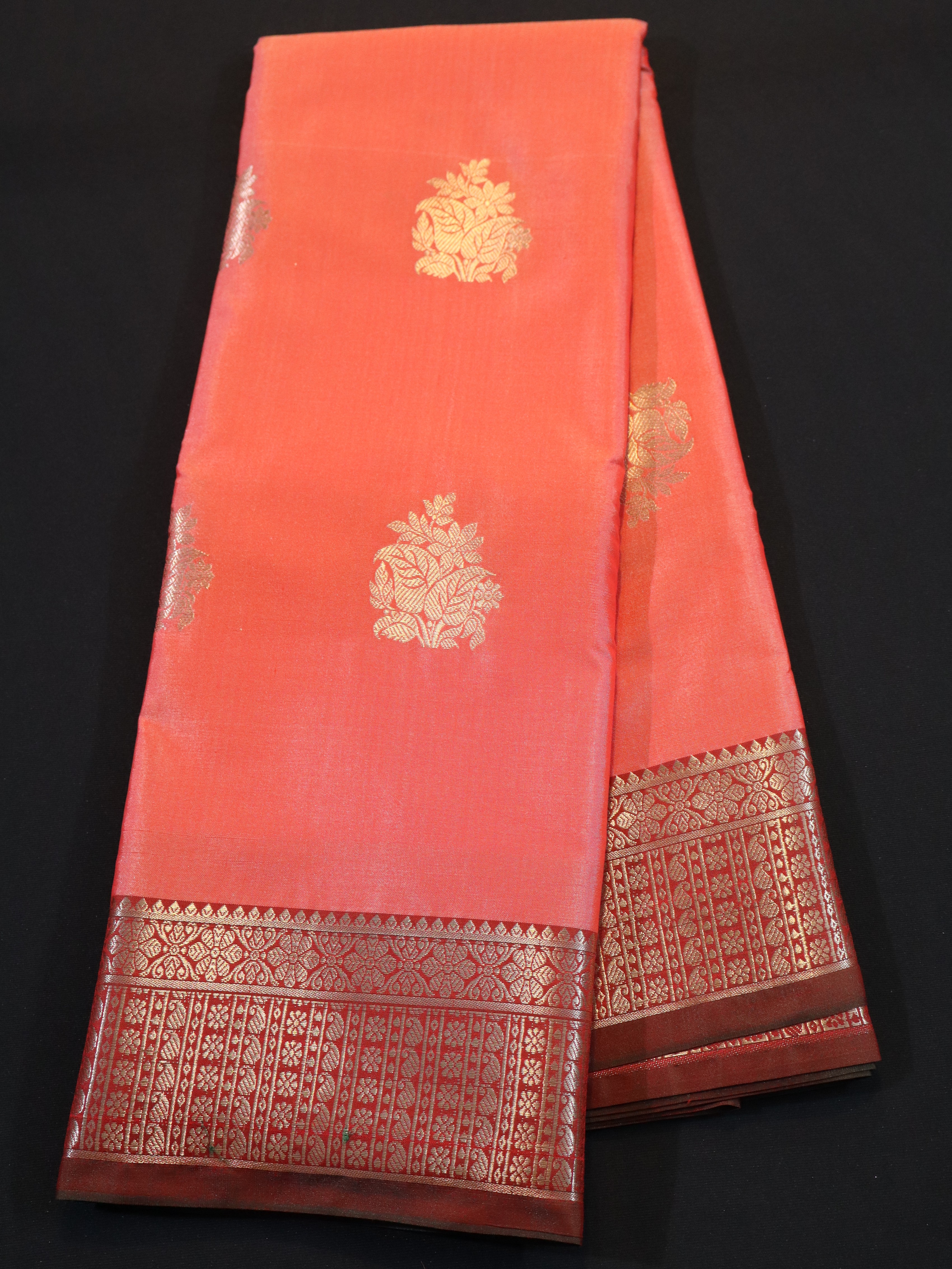 TRADITIONAL BORDER WITH MOTIF-ORANGE PINK
