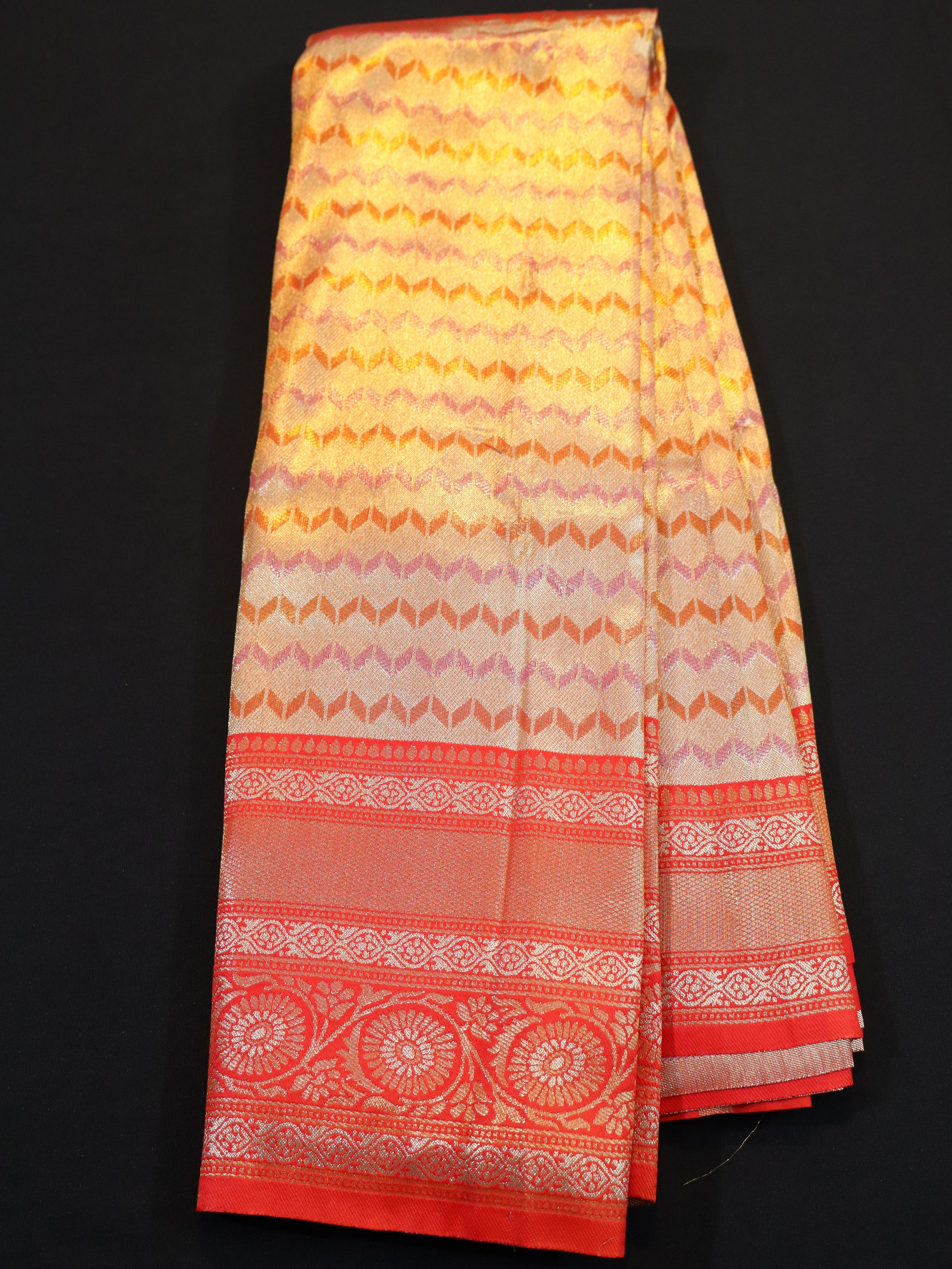 TISSUE TRADITIONAL BORDER WITH STRIPS-ORANGE