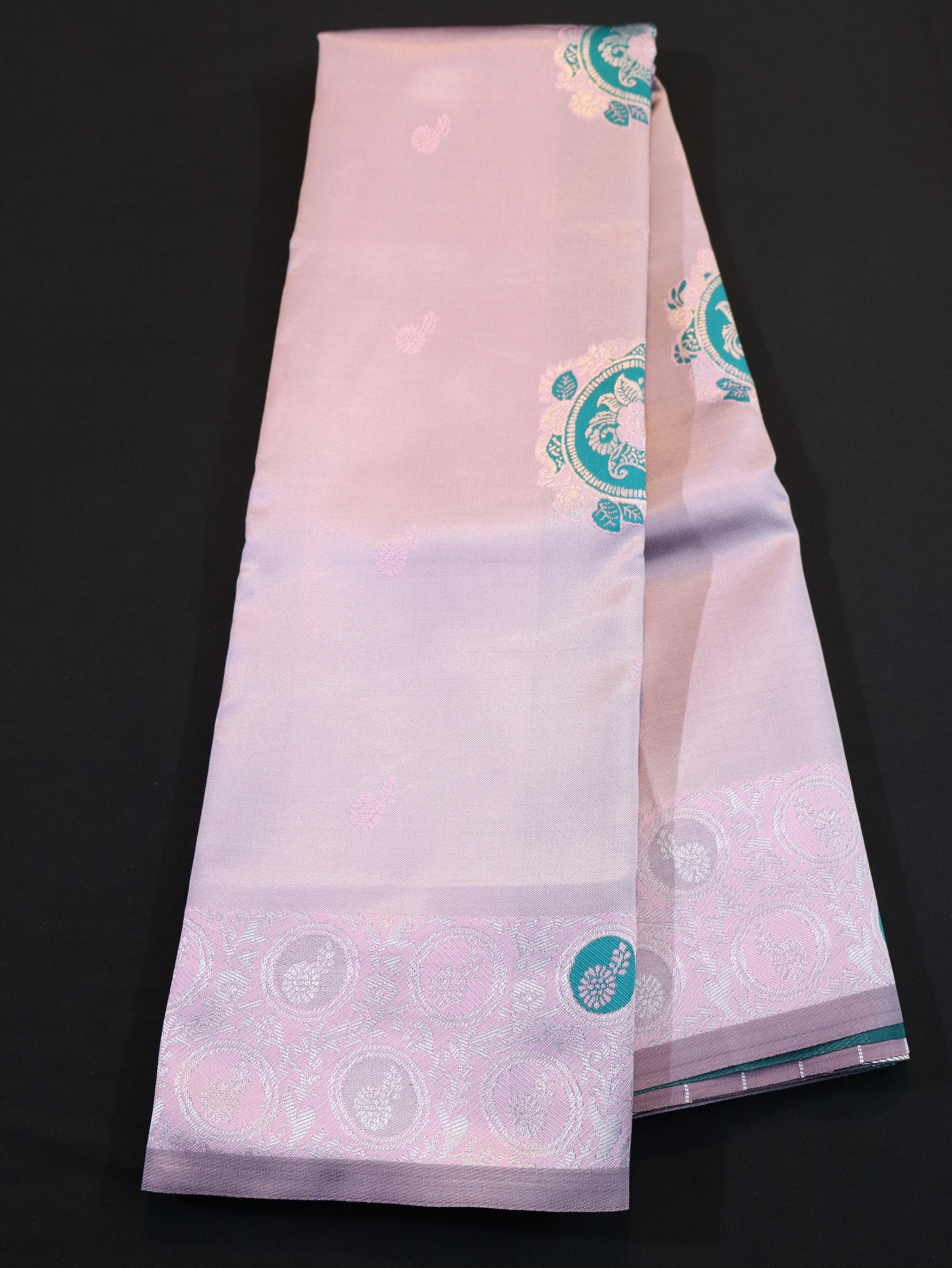 FANCY MEENA MOTIF WITH BORDER-PINK/RAMAR GREEN