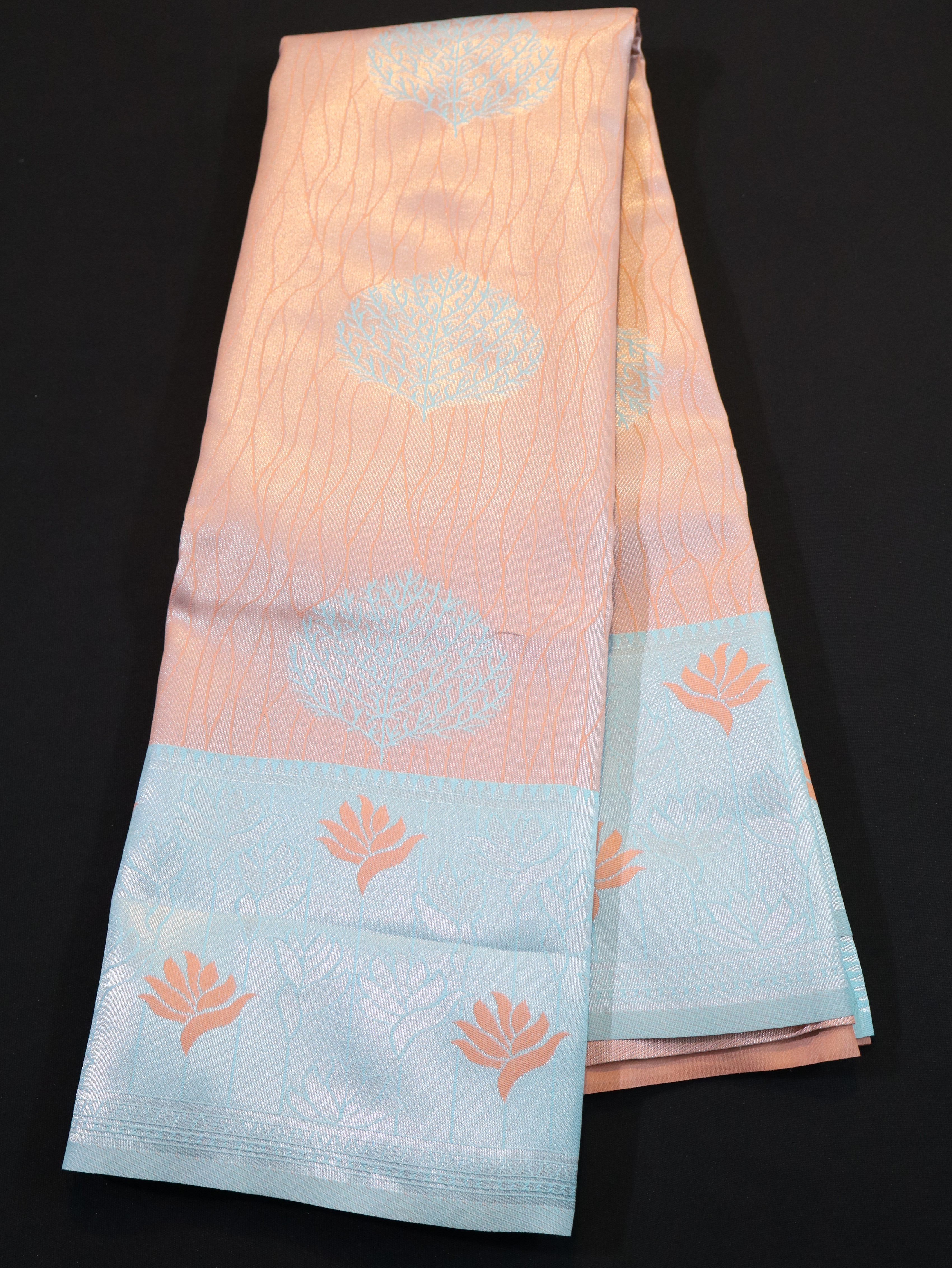 FANCY MEENA MOTIF WITH BORDER-ORANGE/ANANDHA