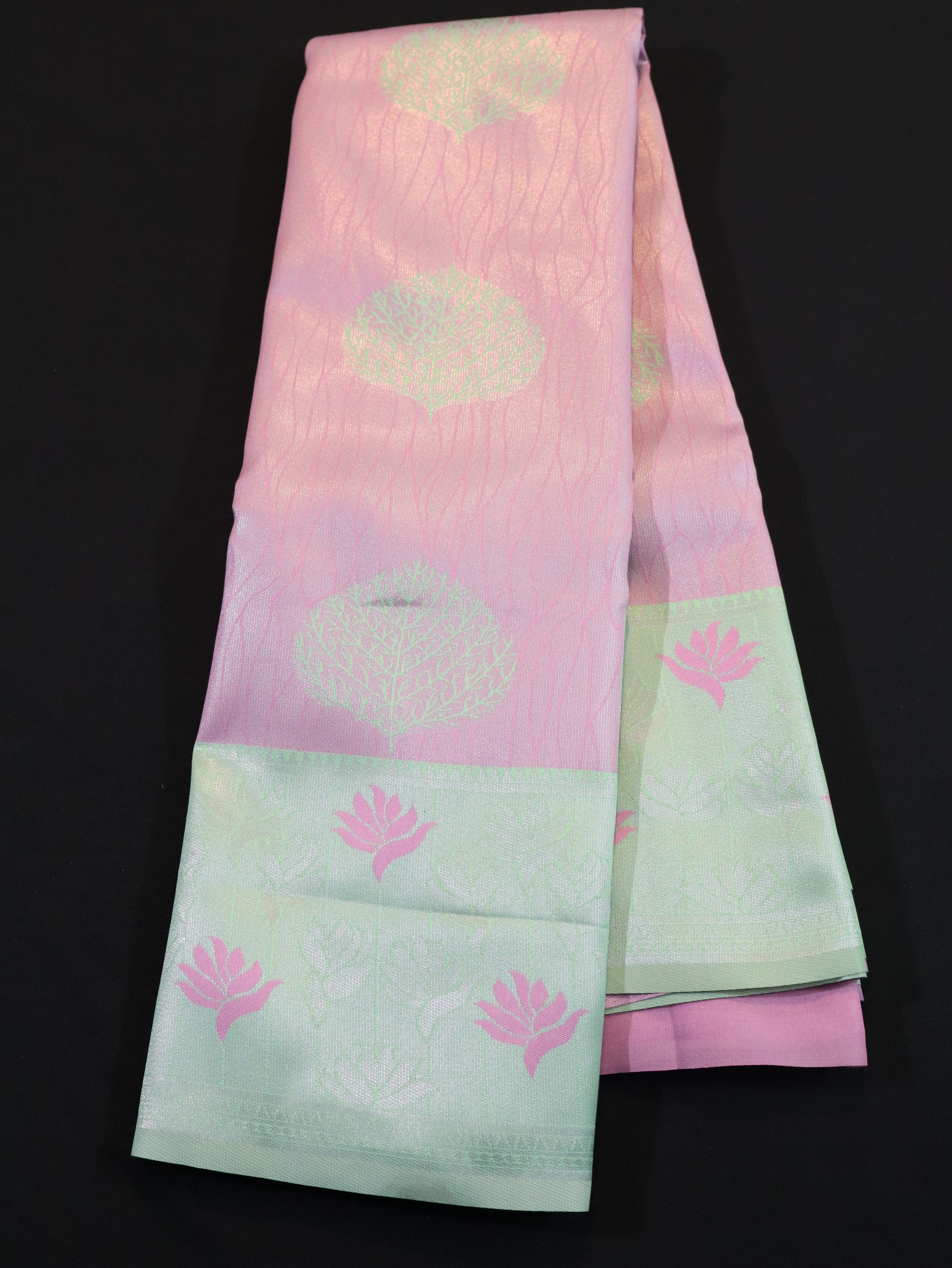 FANCY MEENA MOTIF WITH BORDER-PINK/YELLOW