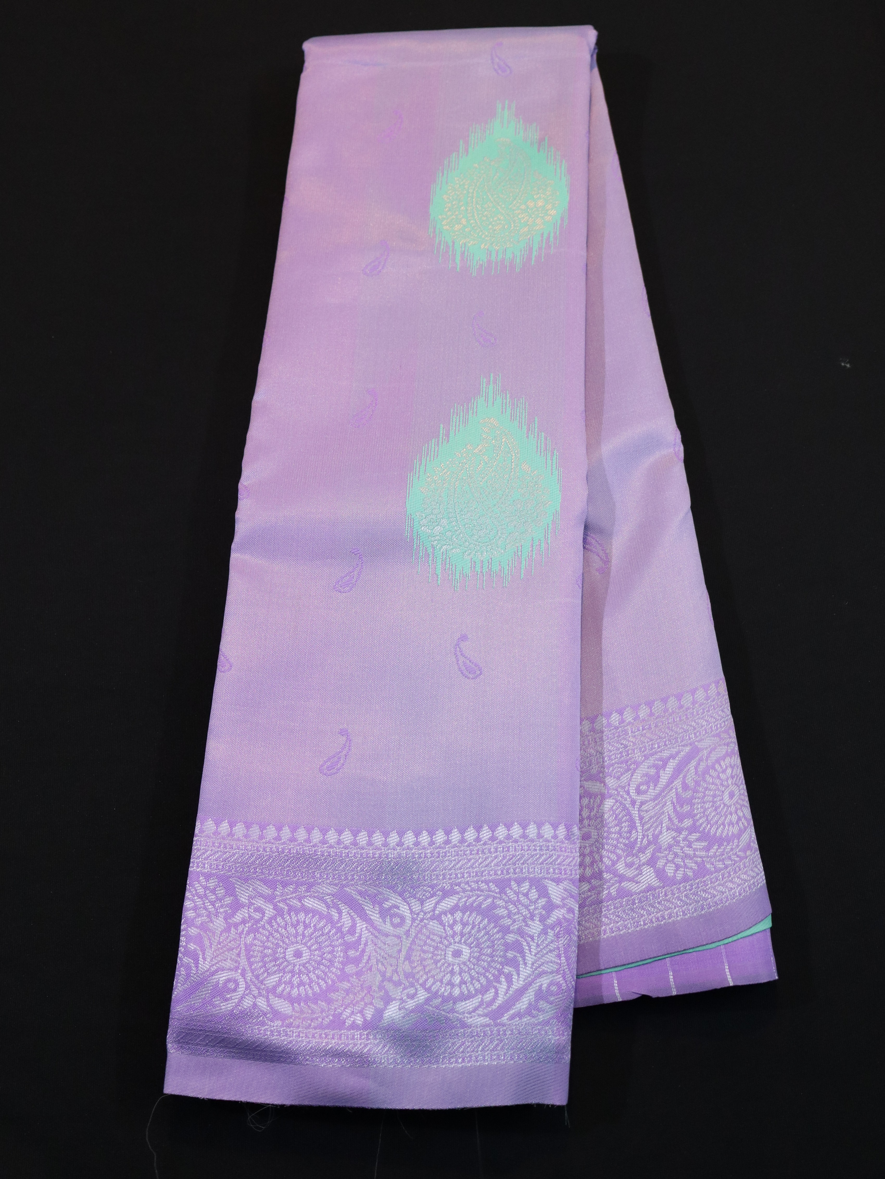 FANCY MEENA MOTIF WITH BORDER-LAVANDAR/GREEN