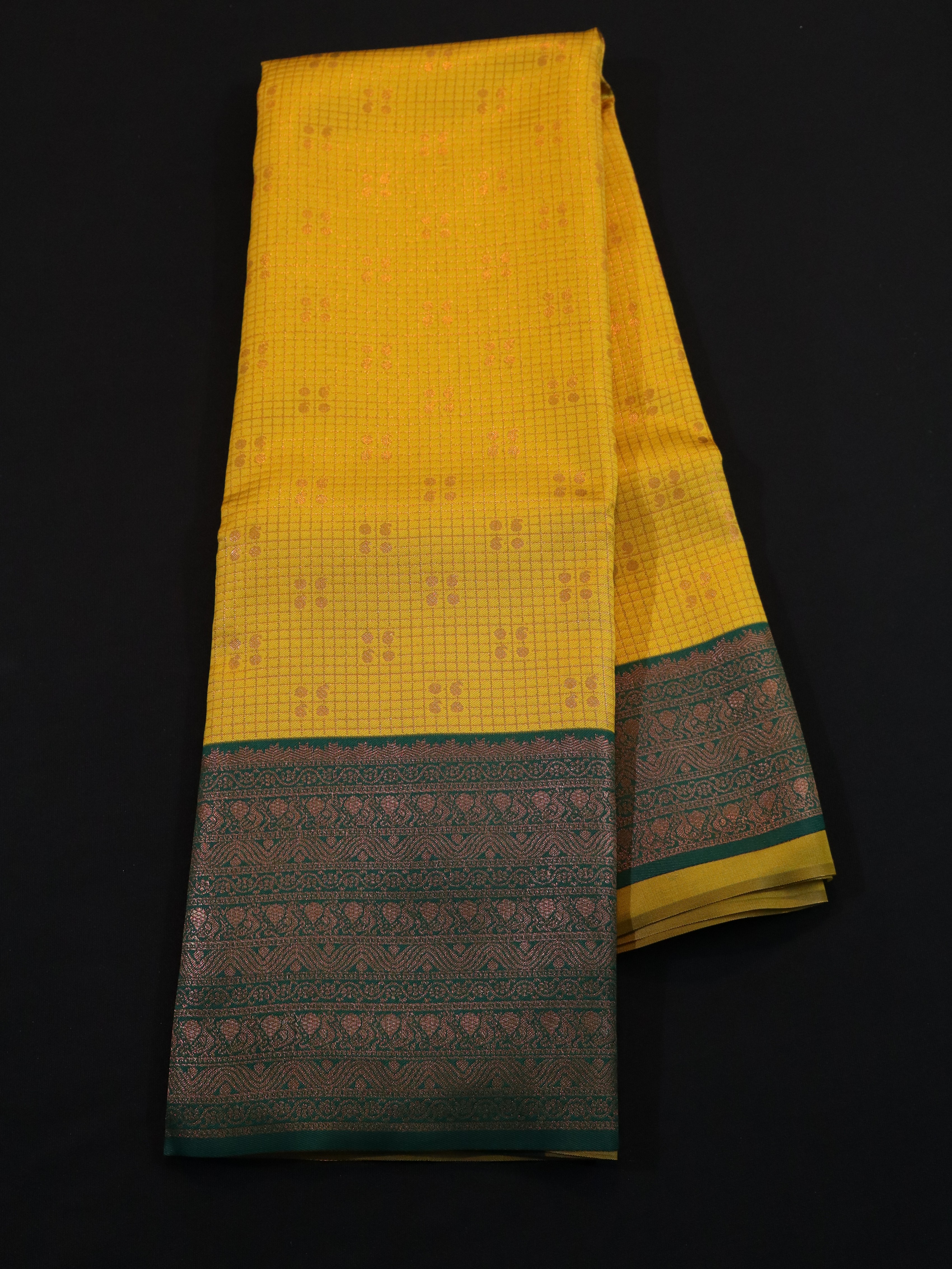 KANCHI BORDER WITH CHECKED AND BUTTA-NIMAVALI GREEN