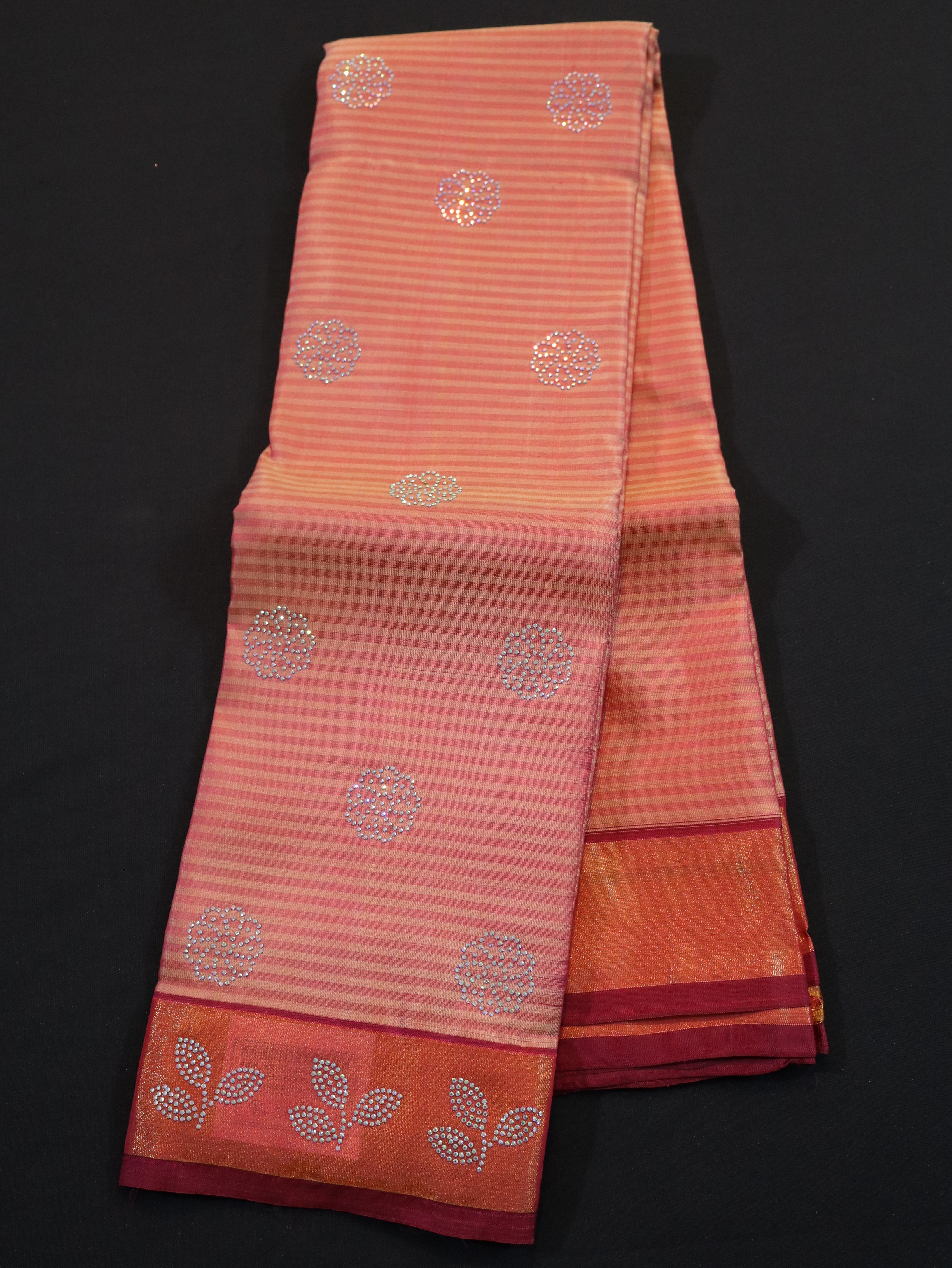 STRIP WITH STONE WORK SILK SAREE