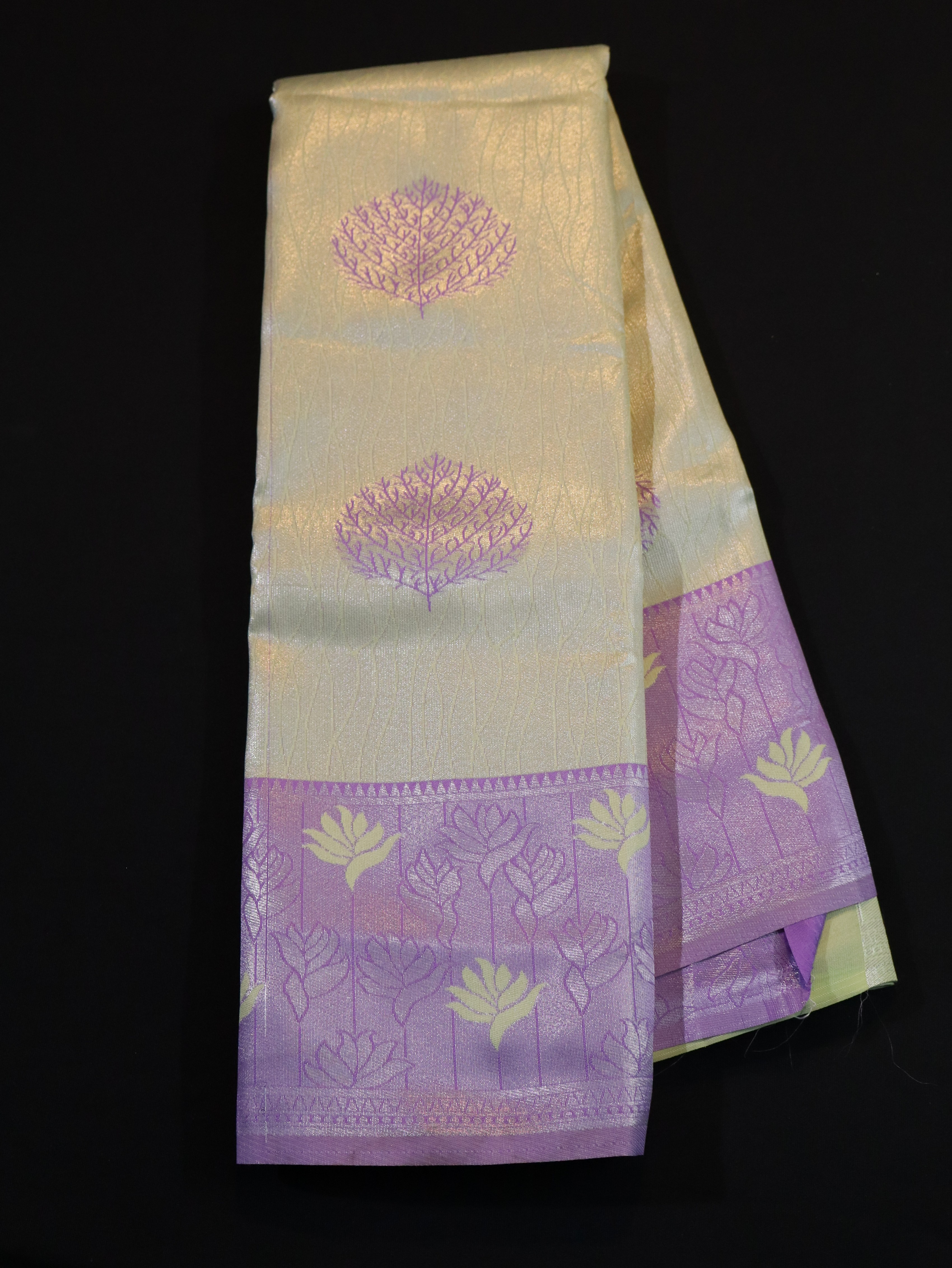 KANCHI TYPE BORDER WITH MOTIFS-GREY MAUVE