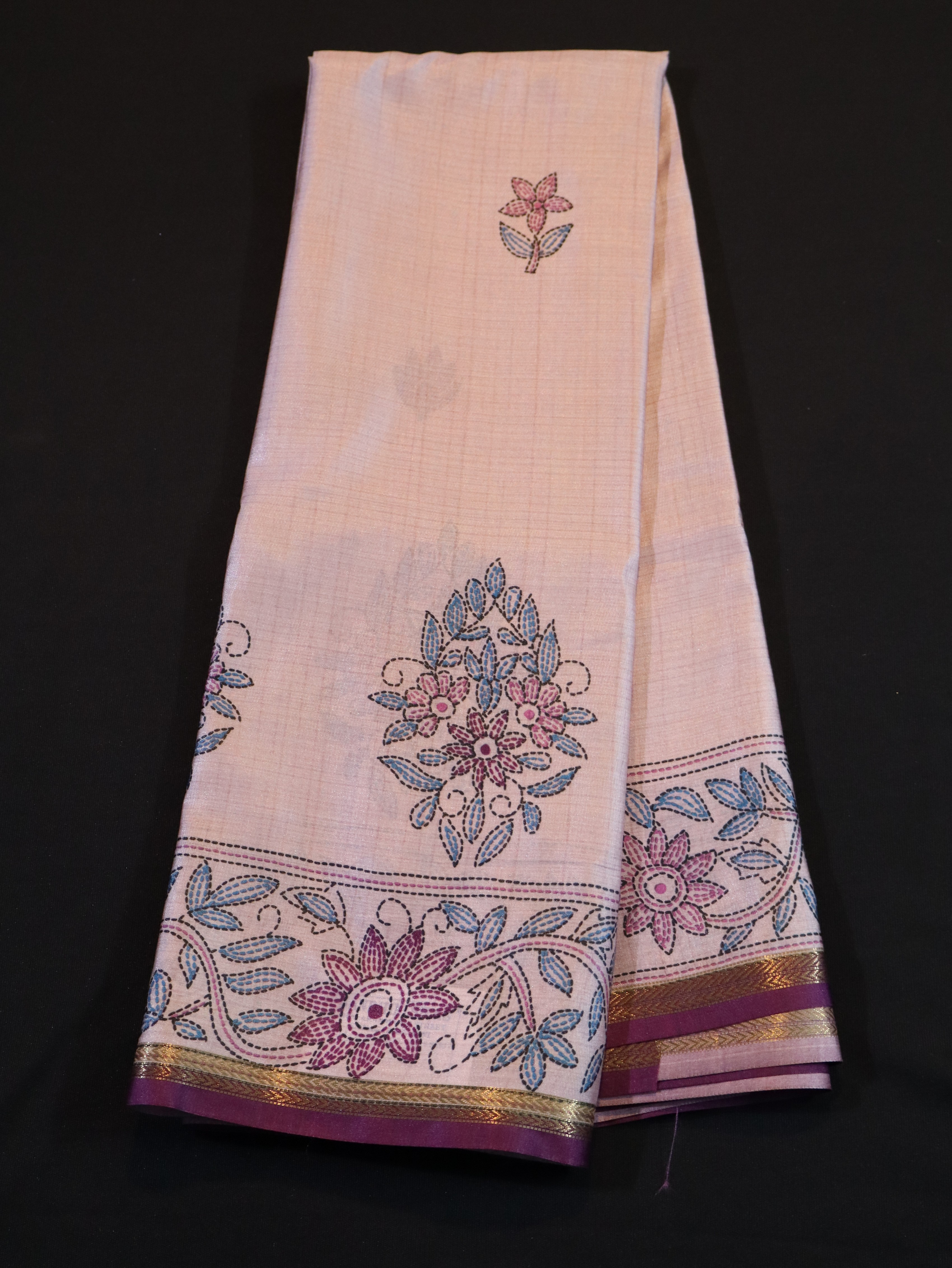 PRINTED HANDLOOM PURE COTTON SAREES-PINK WINE RED