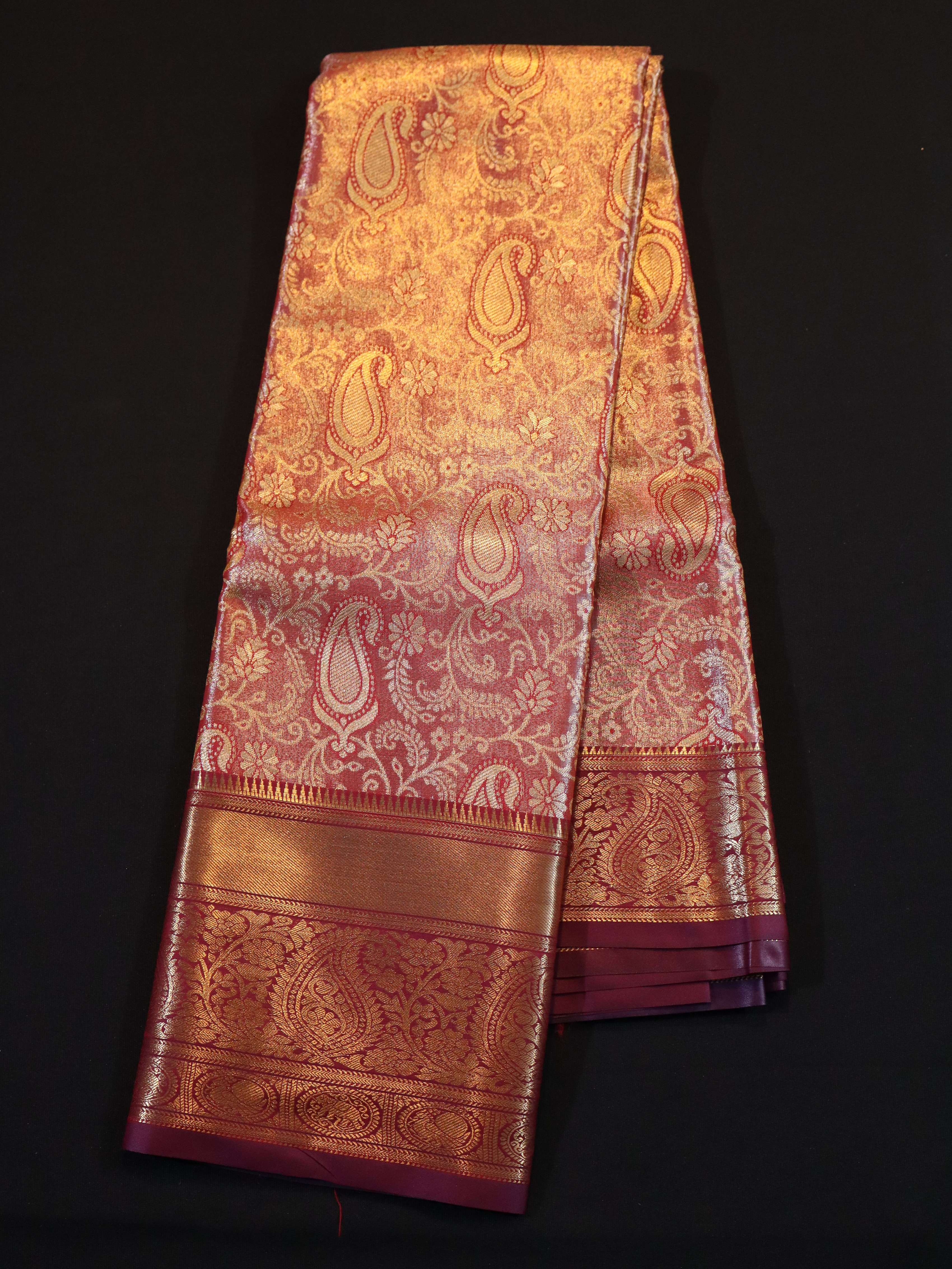 BRIDAL ZARI SELF WITH BORDER-MANGO ARAKU