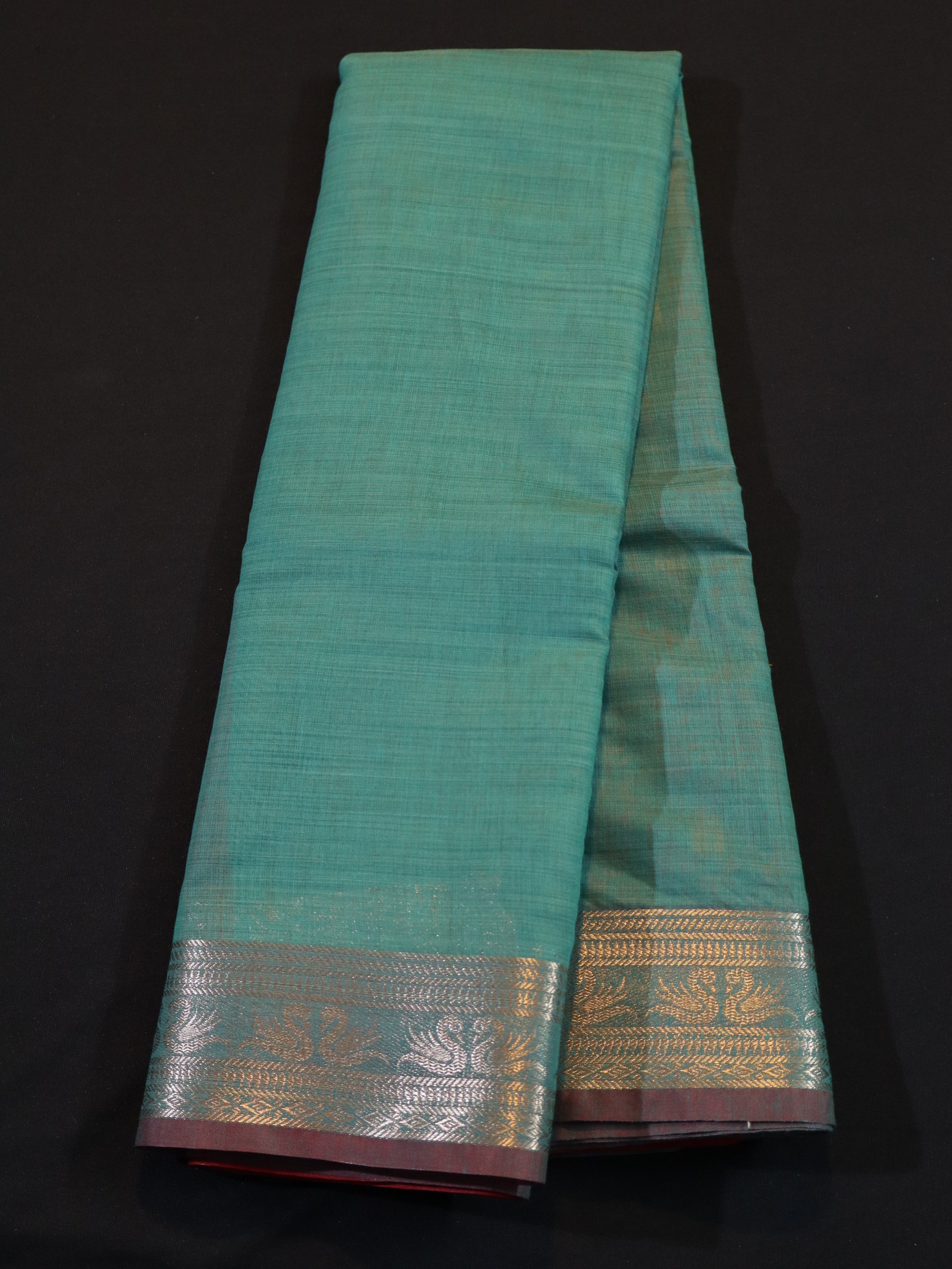 PURE COTTON WITH MOTIF AND FANCY PALLU-SAPPHIRE
