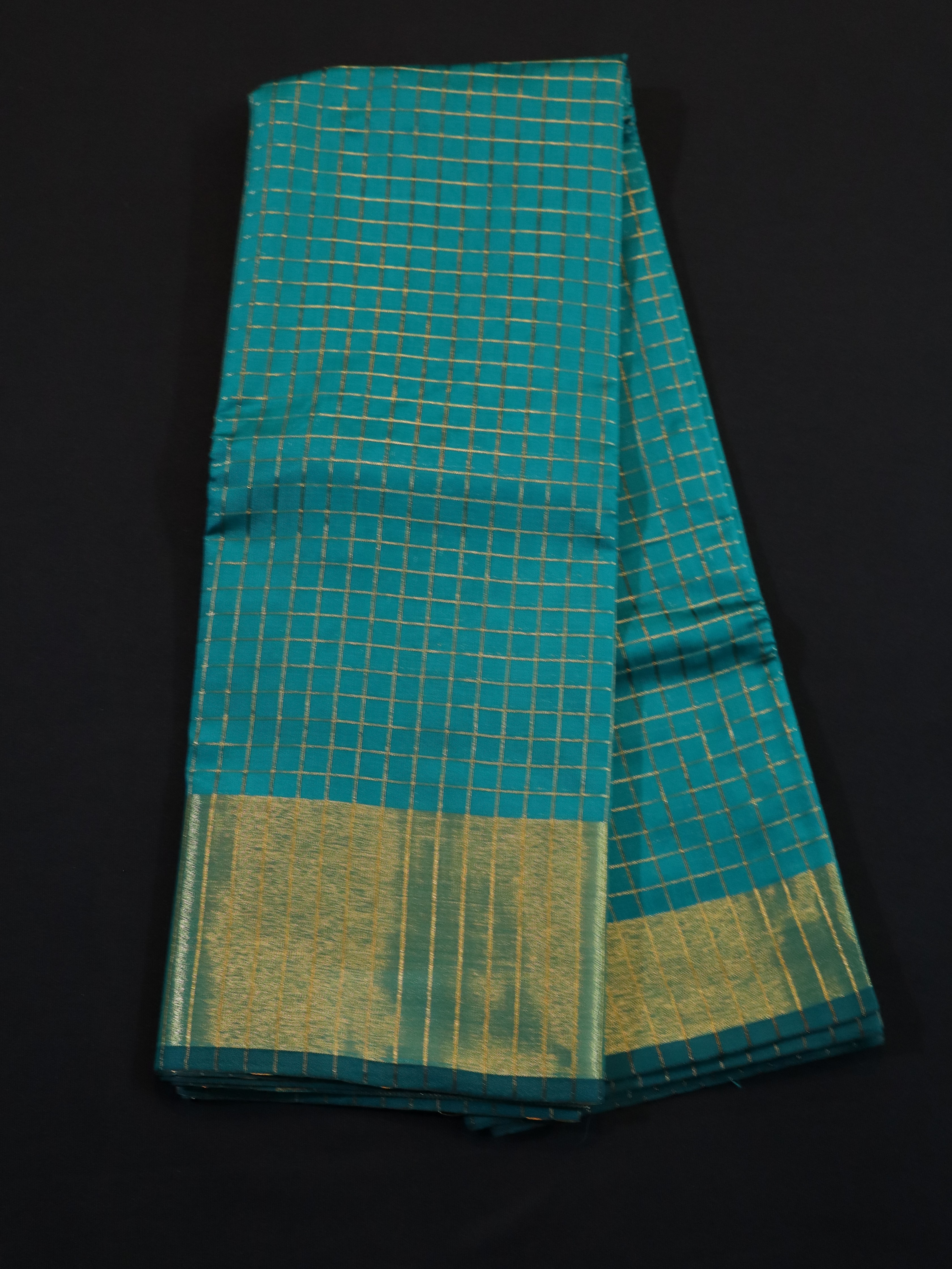 BODY JARI CHECKED WITH KANCHI BORDER-SAPPHIRE