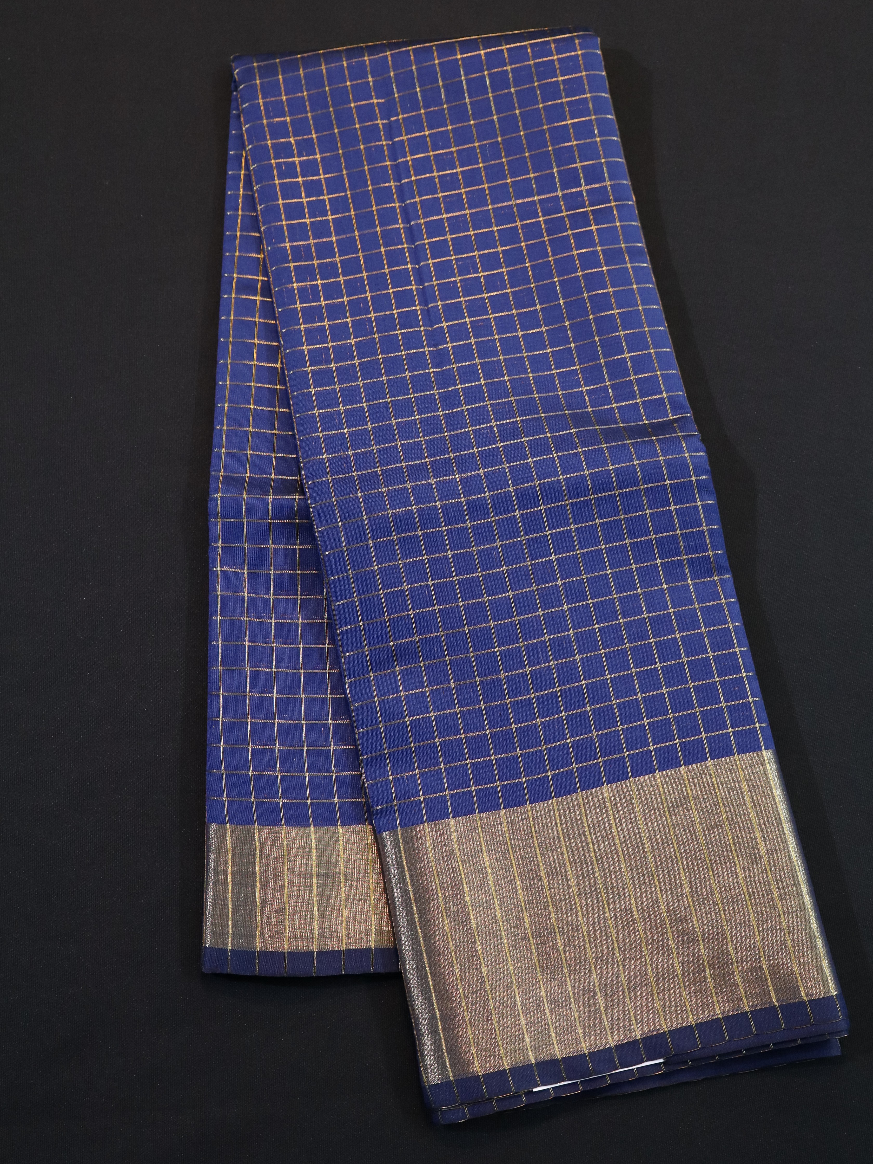 BODY JARI CHECKED WITH KANCHI BORDER-BLUE
