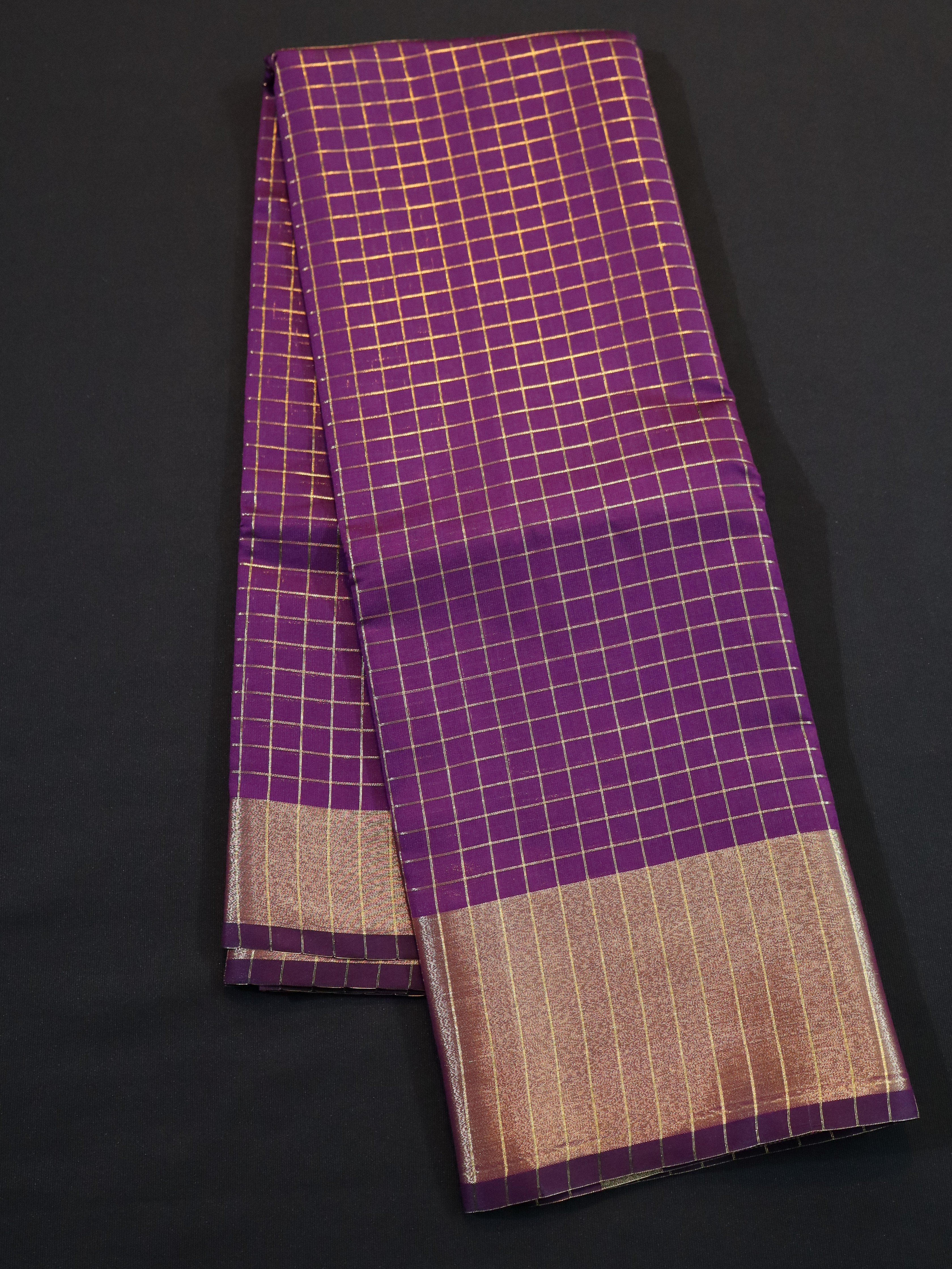 BODY JARI CHECKED WITH KANCHI BORDER-PURPLE