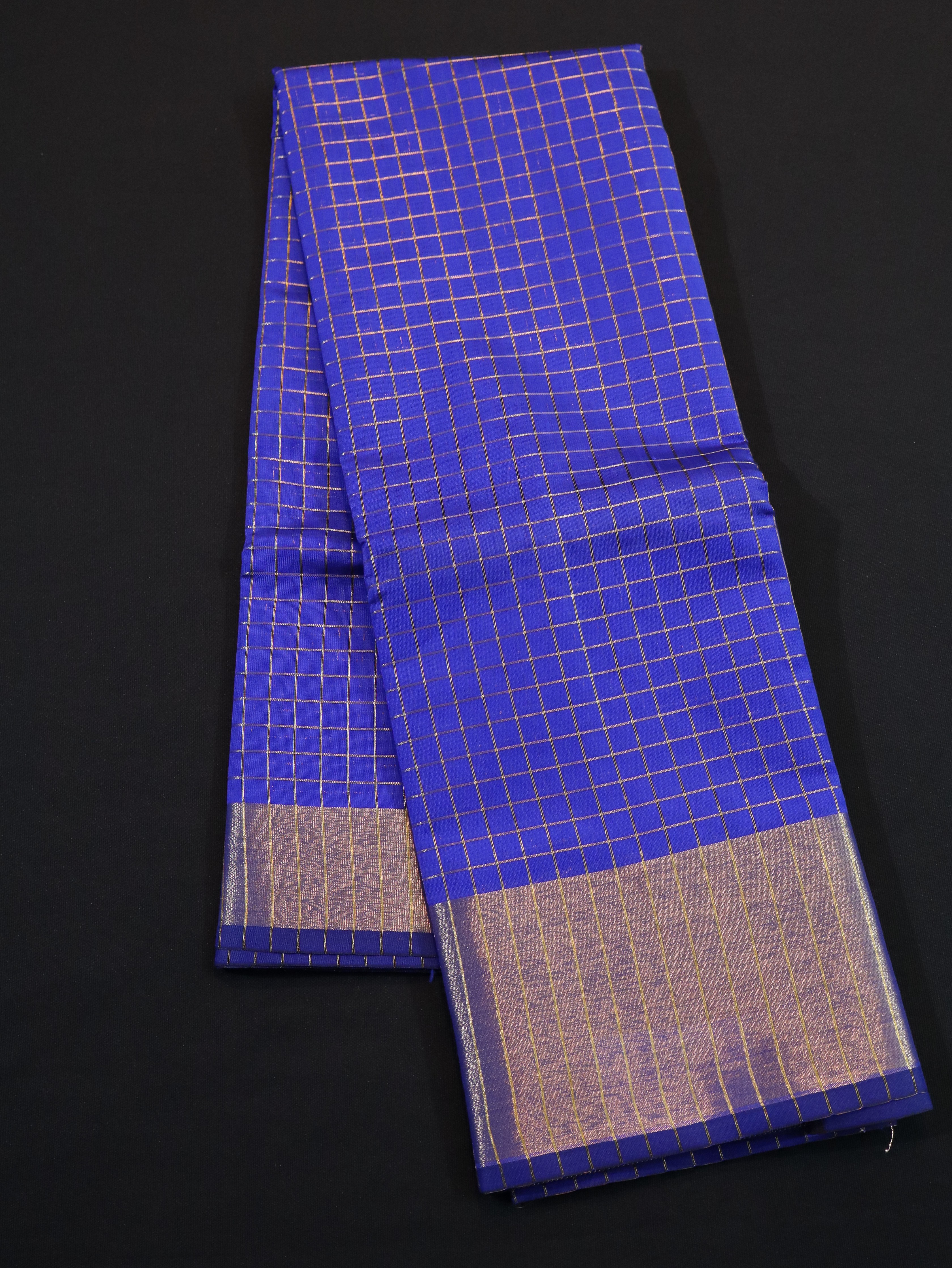 BODY JARI CHECKED WITH KANCHI BORDER-INK BLUE