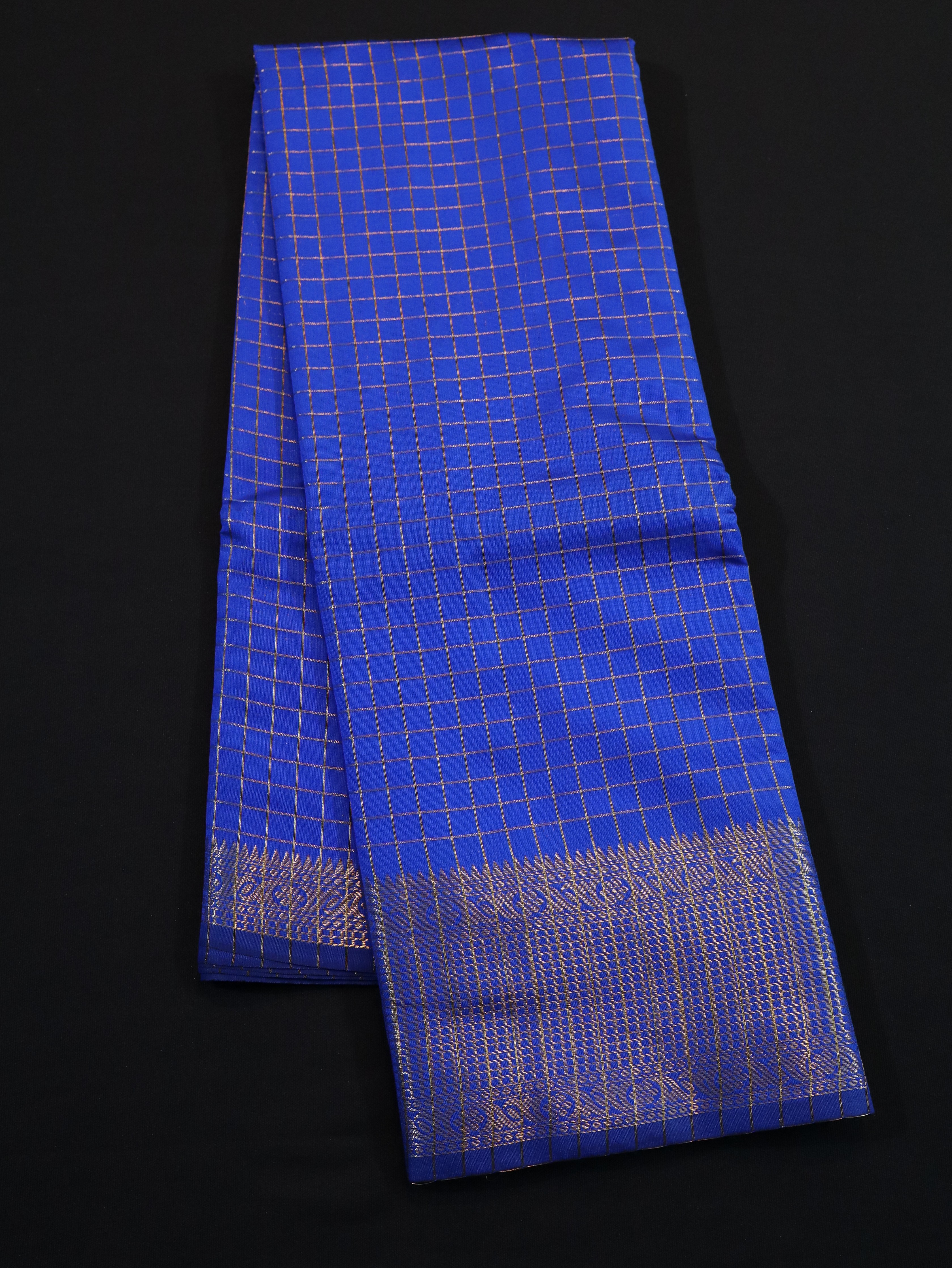 BODY JARI CHECKED WITH TRADITIONAL BORDER-BLUE