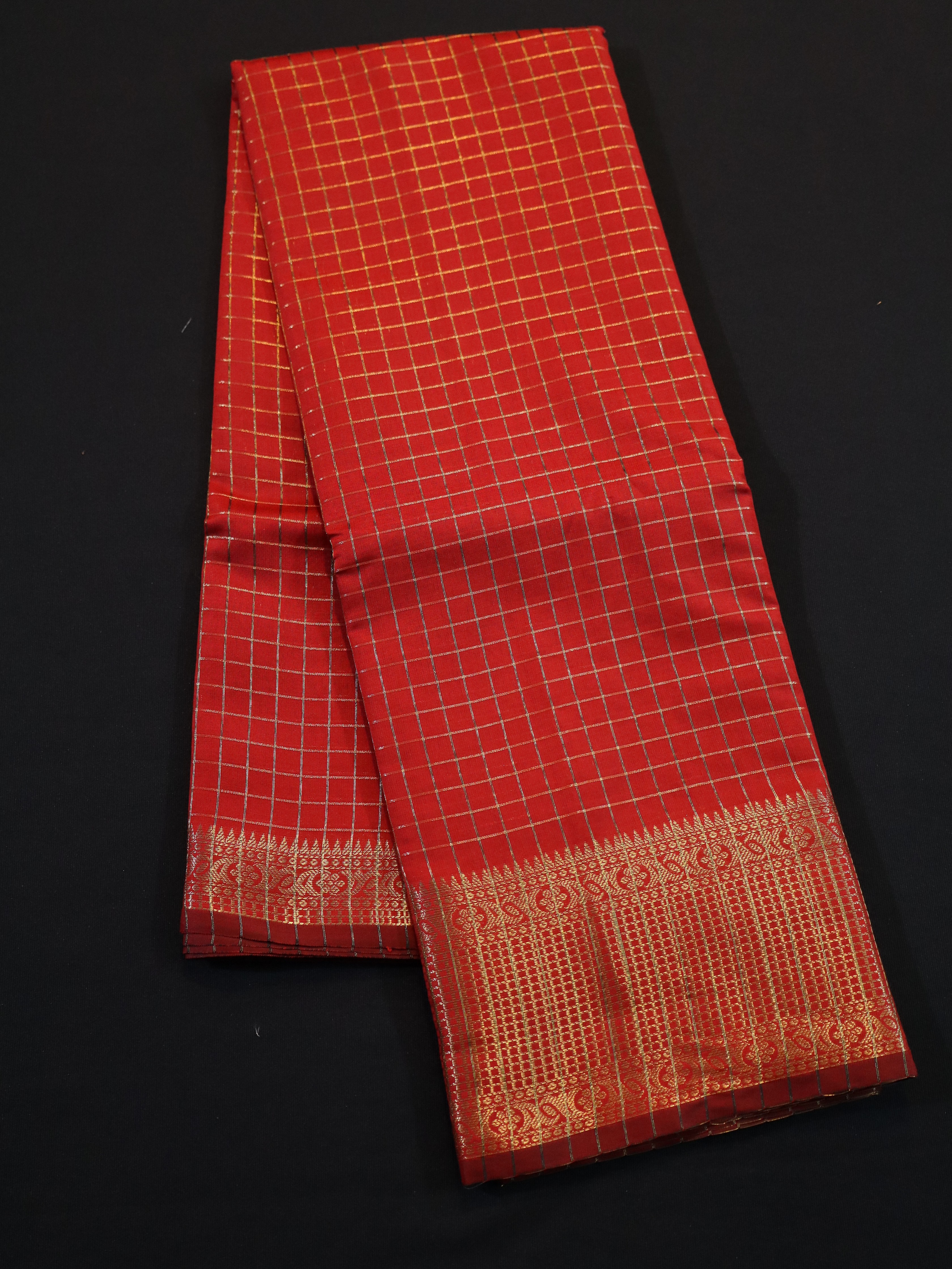 BODY JARI CHECKED WITH TRADITIONAL BORDER-ORANGE