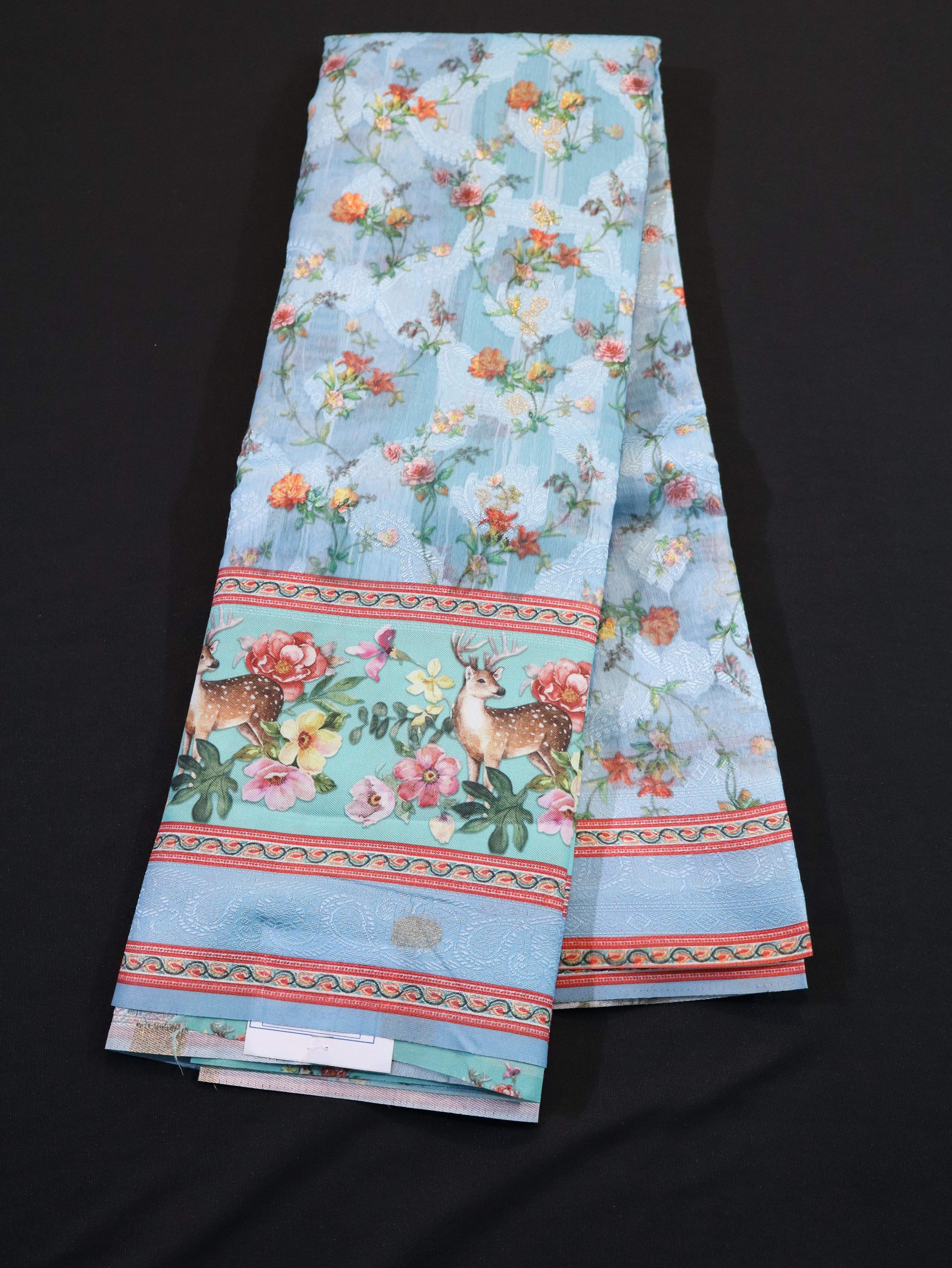 SOFT SILK SAREES WITH EMBOSS DESIGNS-PASTEL BLUE