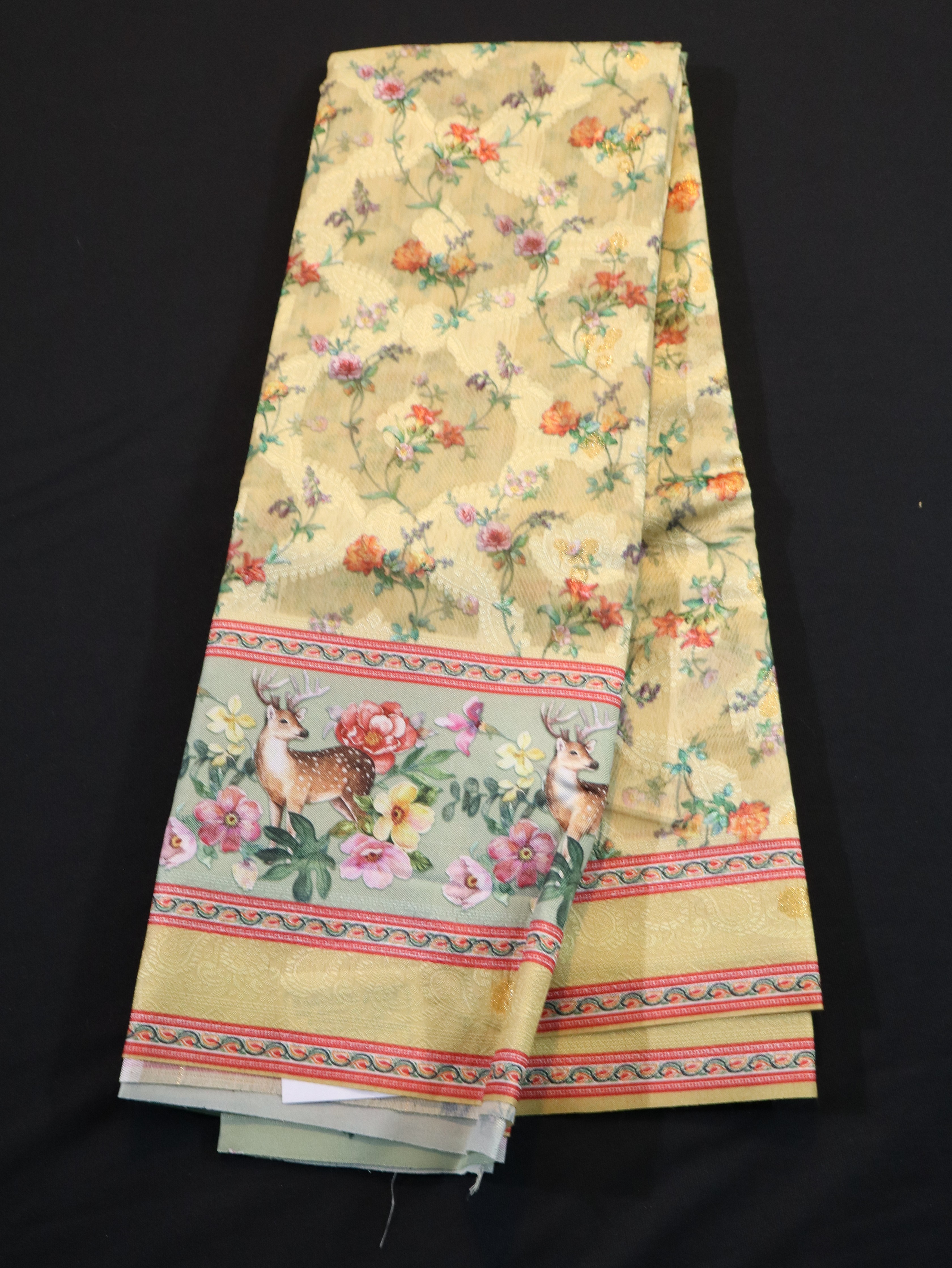 SOFT SILK SAREES WITH EMBOSS DESIGNS-YELLOW