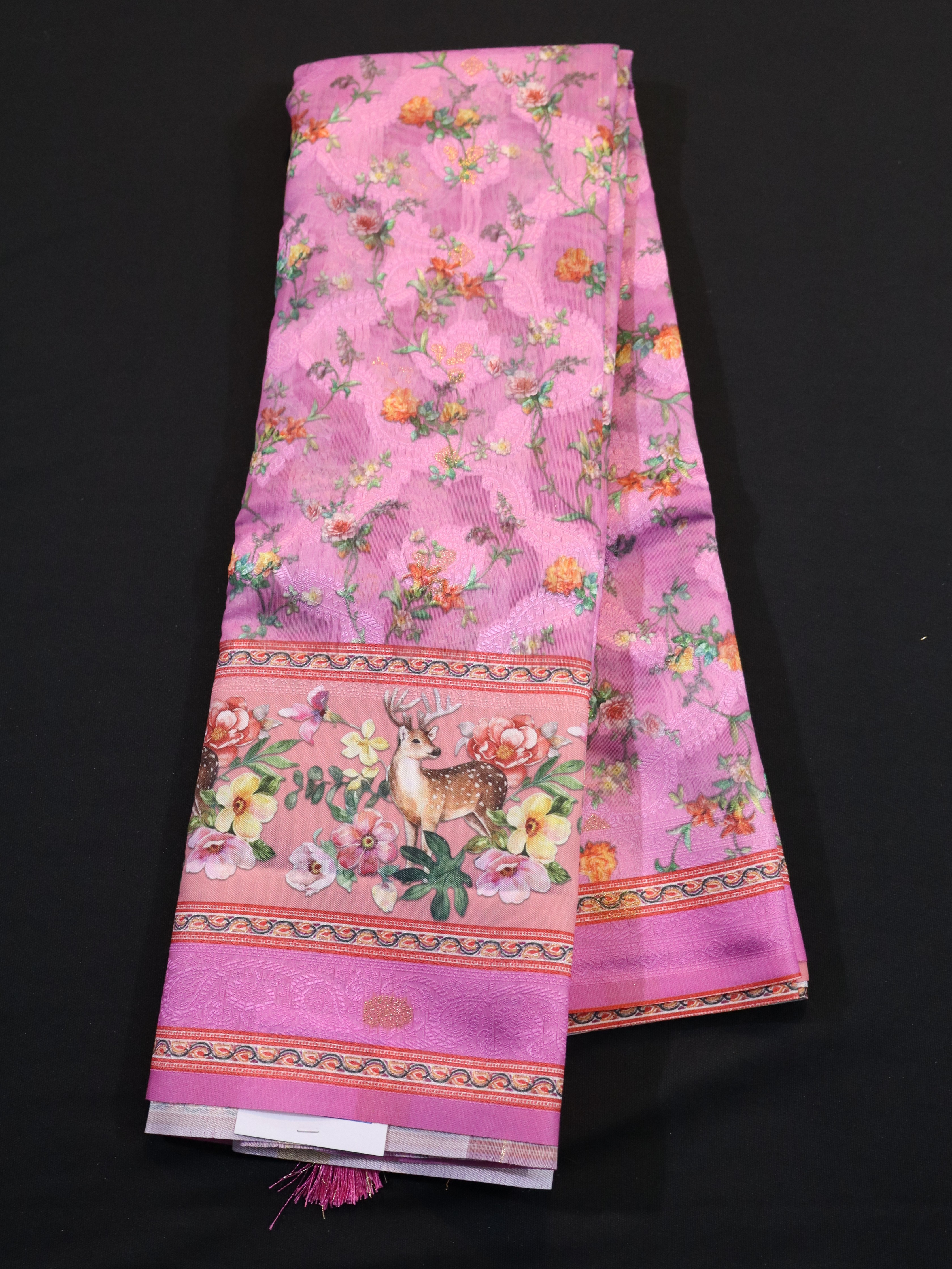 SOFT SILK SAREES WITH EMBOSS DESIGNS-PINK