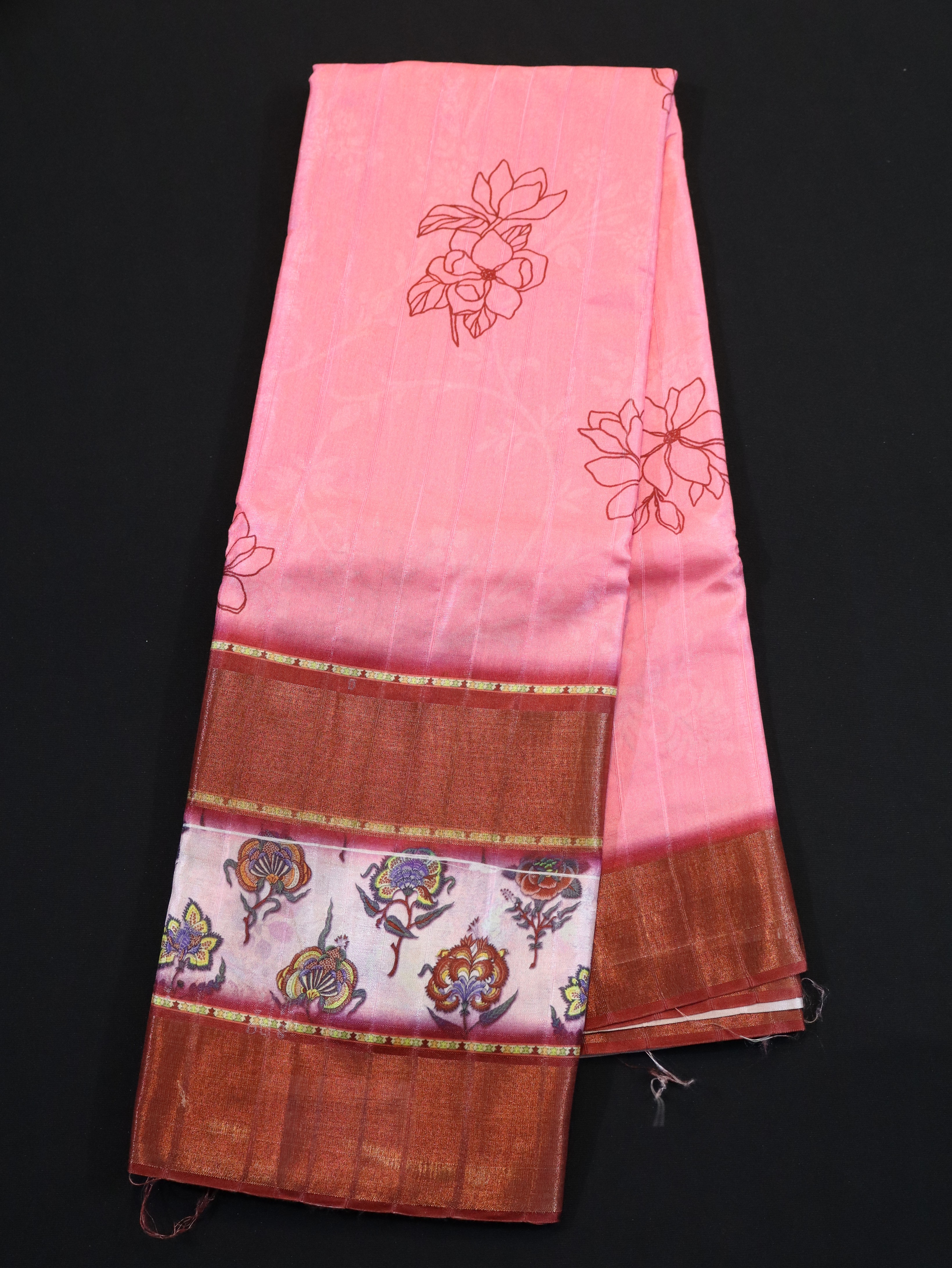 ZARI BORDER WITH DIGITAL PRINT BODY-PINK