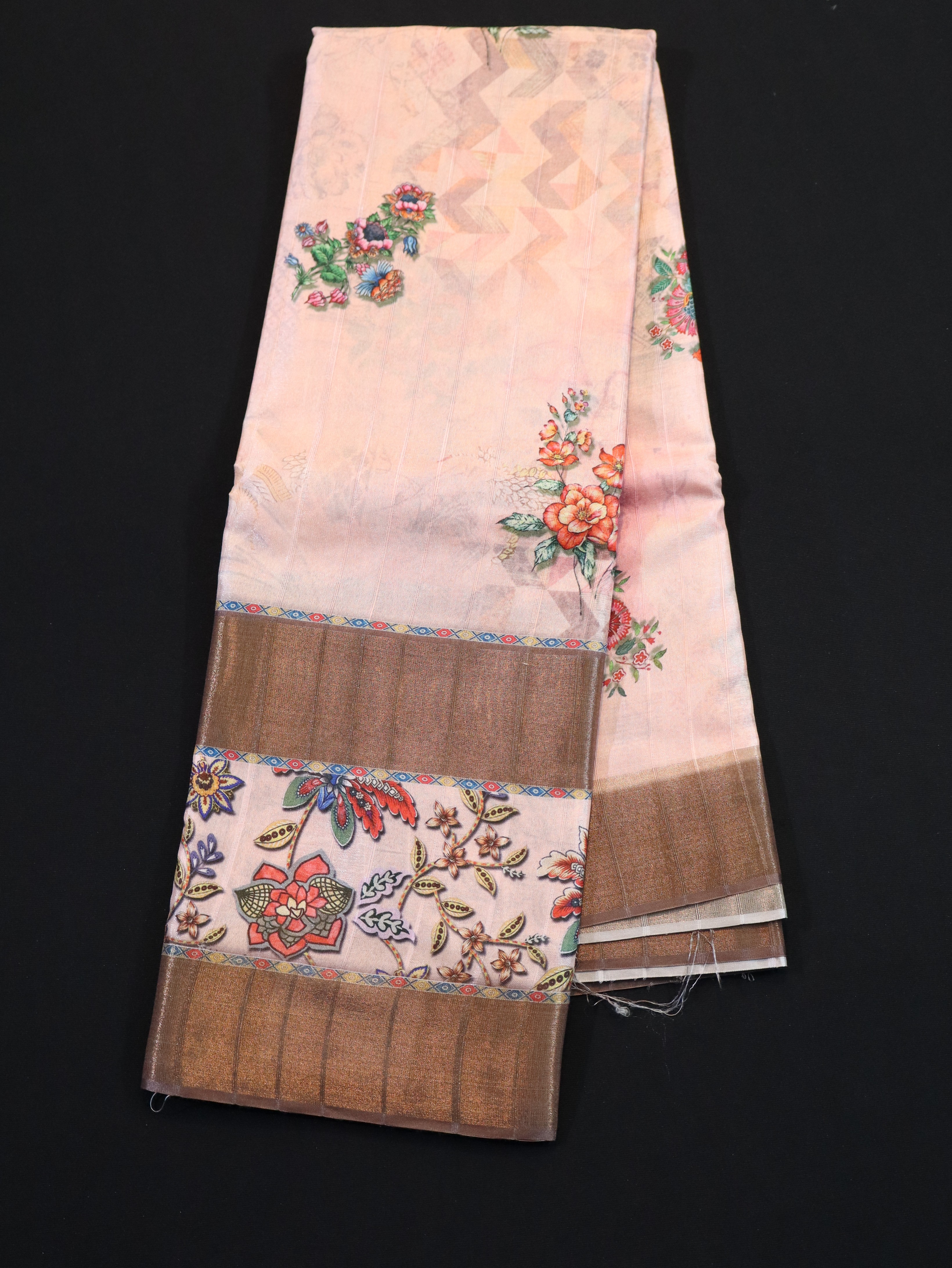 ZARI BORDER WITH DIGITAL PRINT BODY-SANDAL MUSTARD