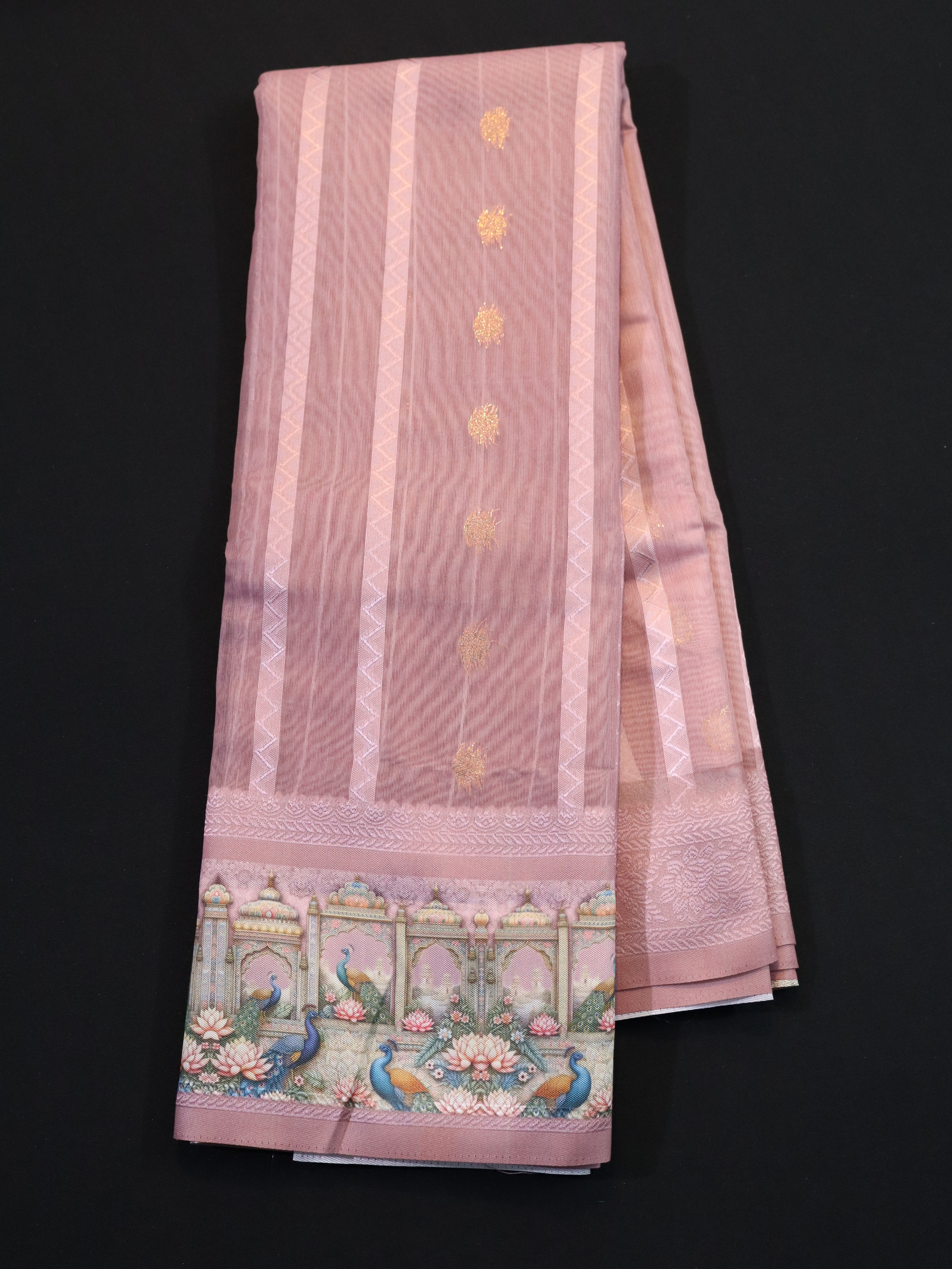 ONE SIDE JAQUARD BORDER WITH MOTIF EMBOSS-PASTEL PINK