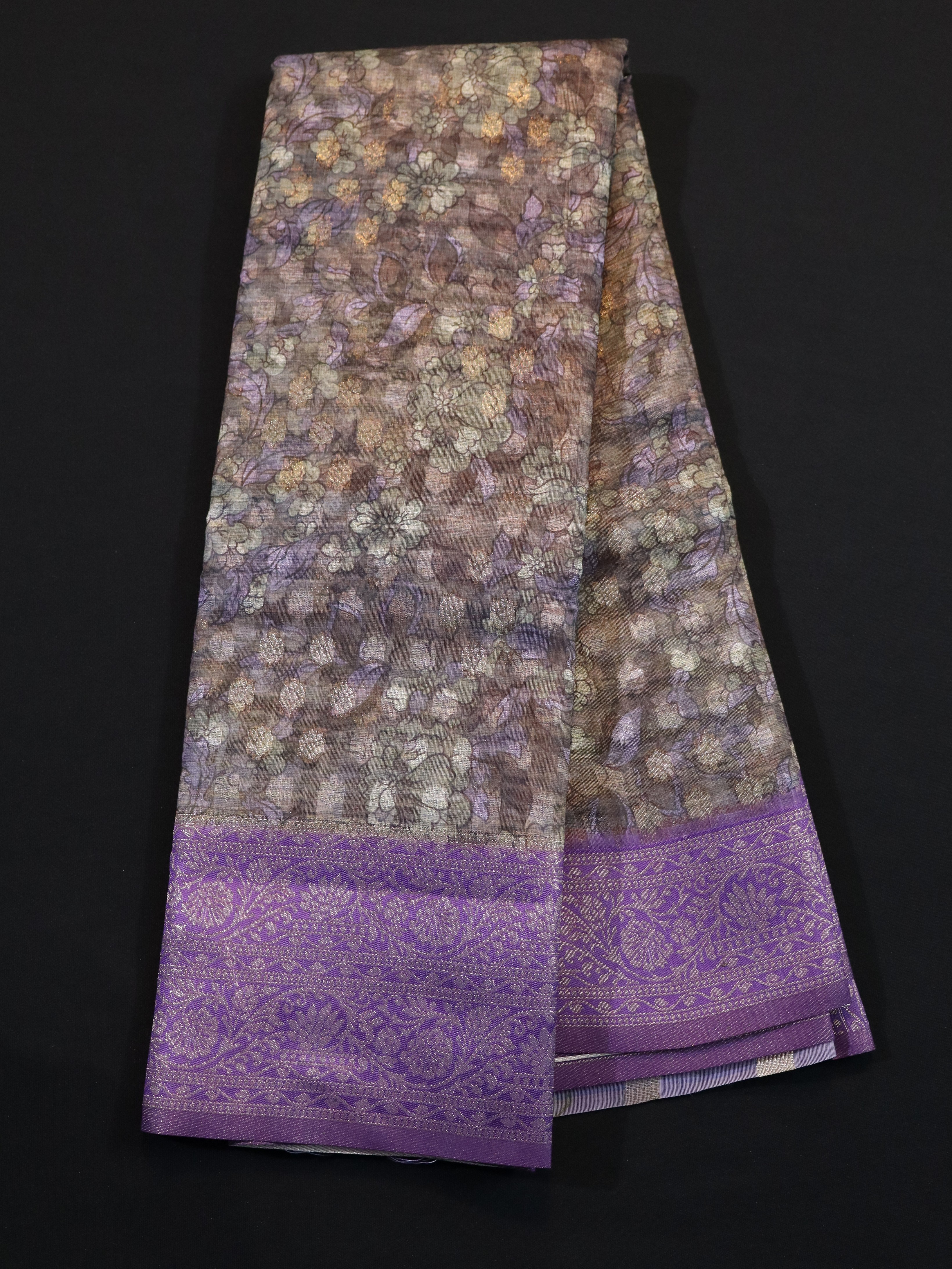 DHARMAVARAM BORDER WITH JANGLA BODY DESIGN-CHOCO VIOLET