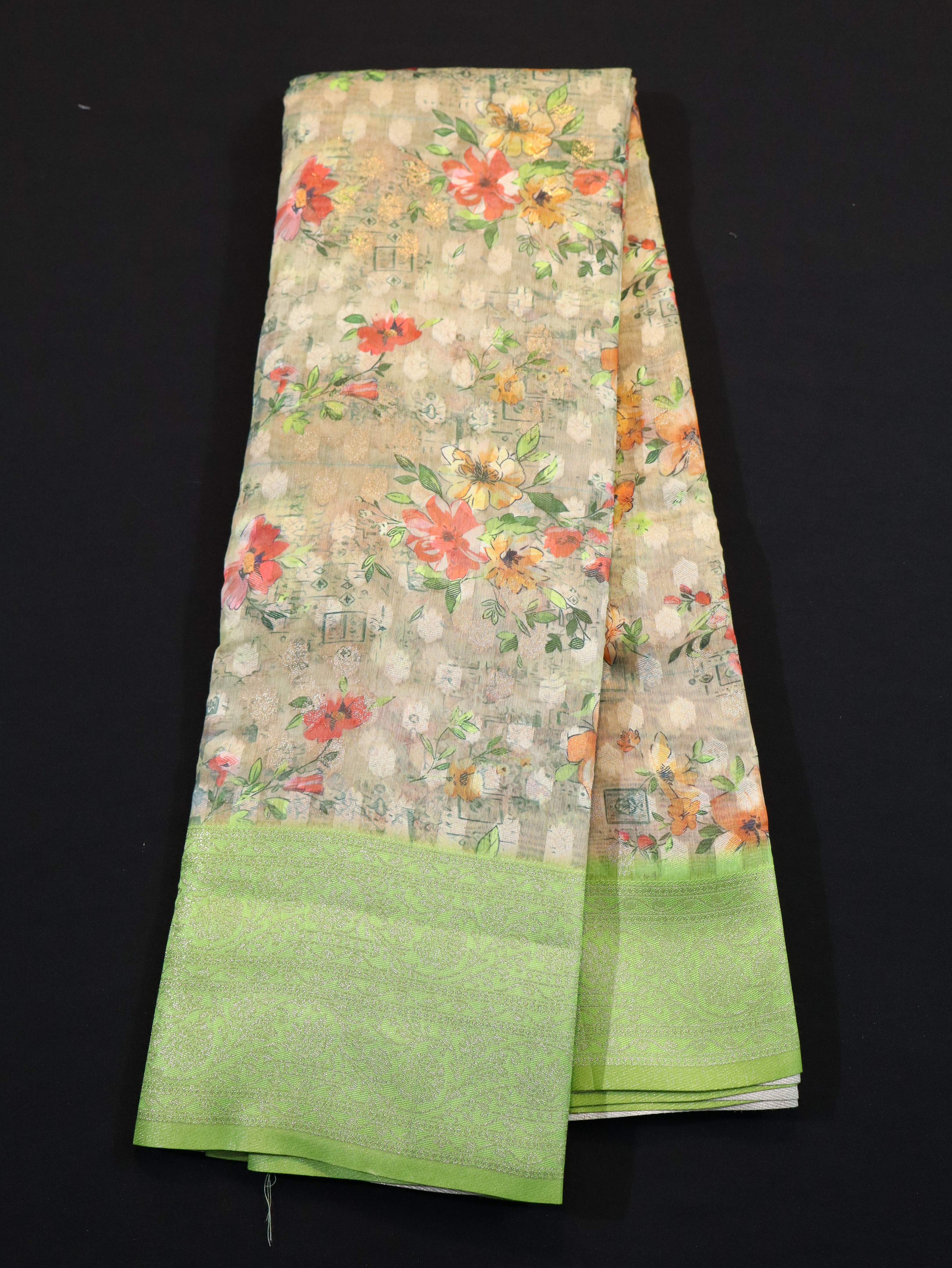 DHARMAVARAM BORDER WITH JANGLA BODY DESIGN-WHITE GRAPE