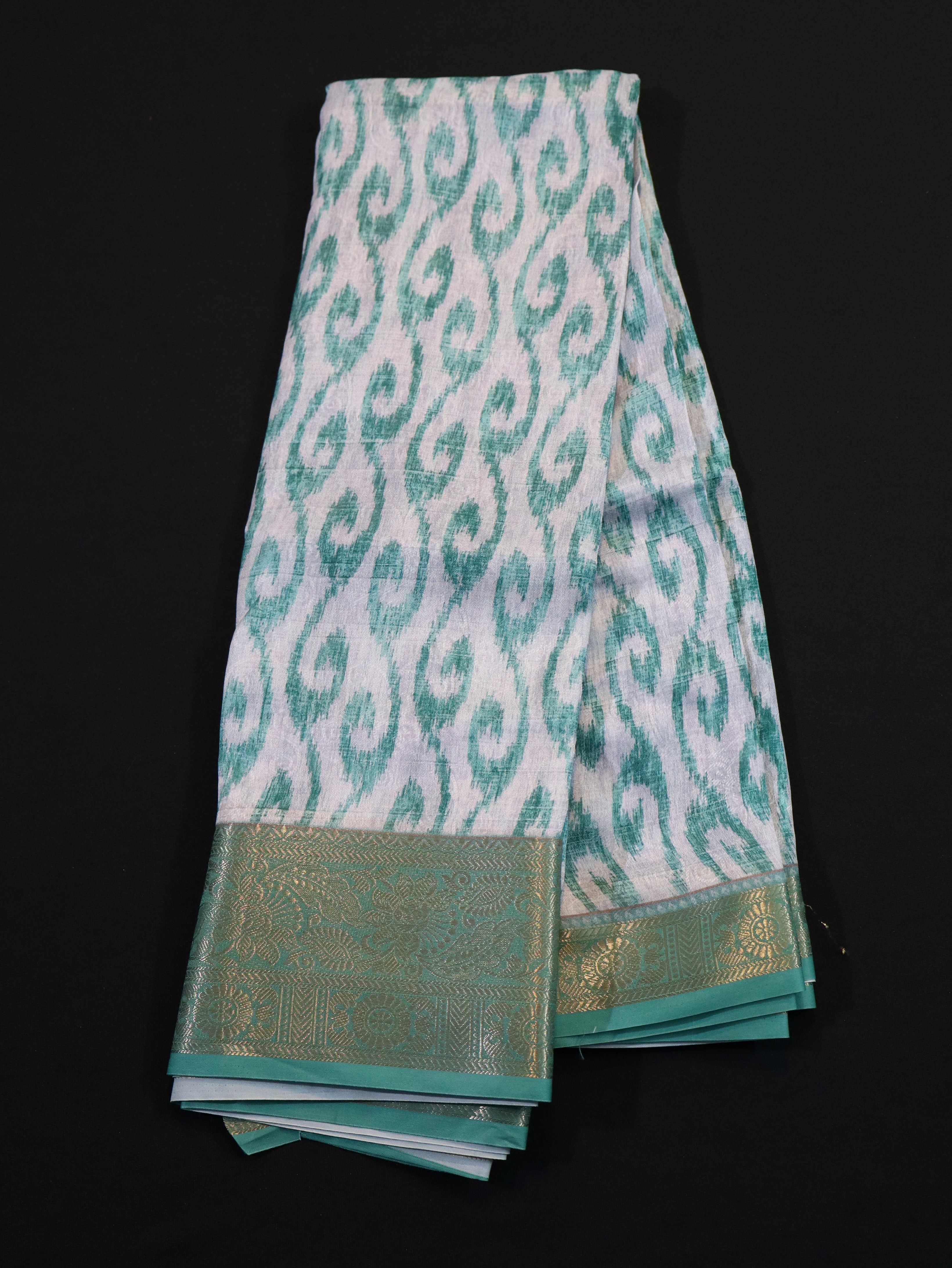 POCHAMPALLY IKAT SILK SAREE-RAMAR GREEN