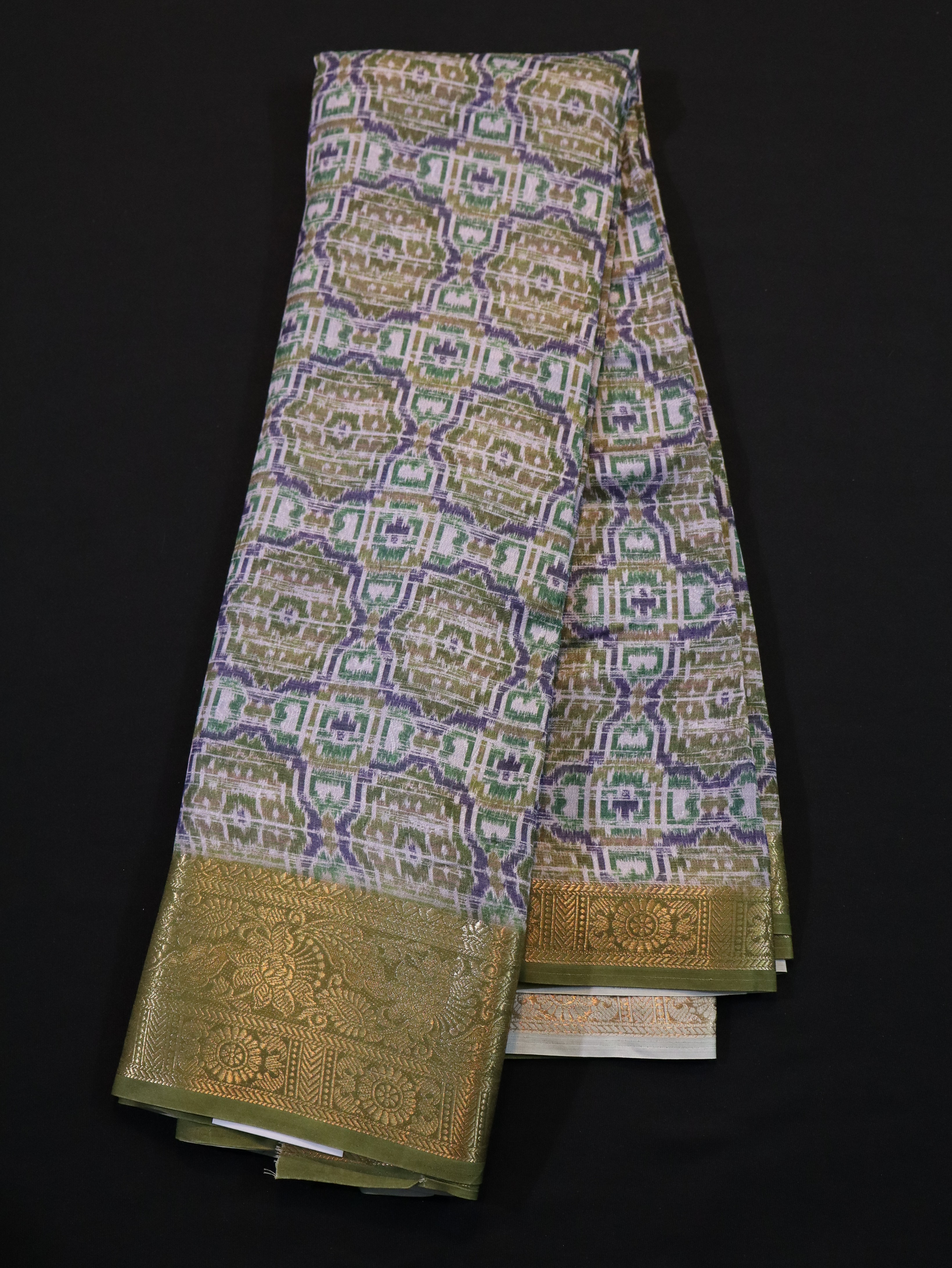 POCHAMPALLY IKAT SILK SAREE-MUSTARD