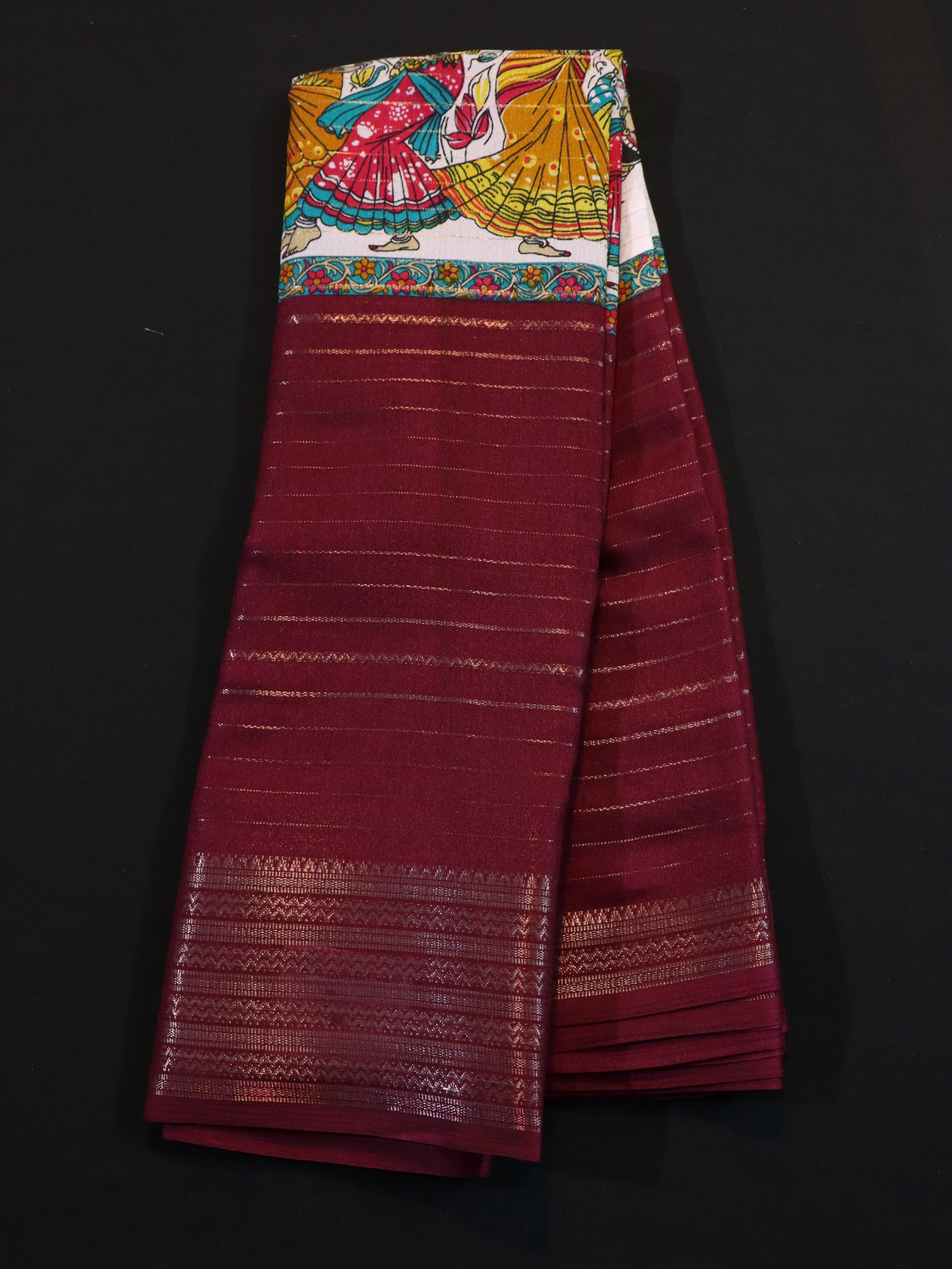 ART SILK CREPE WITH DIGITAL PRINT-RED
