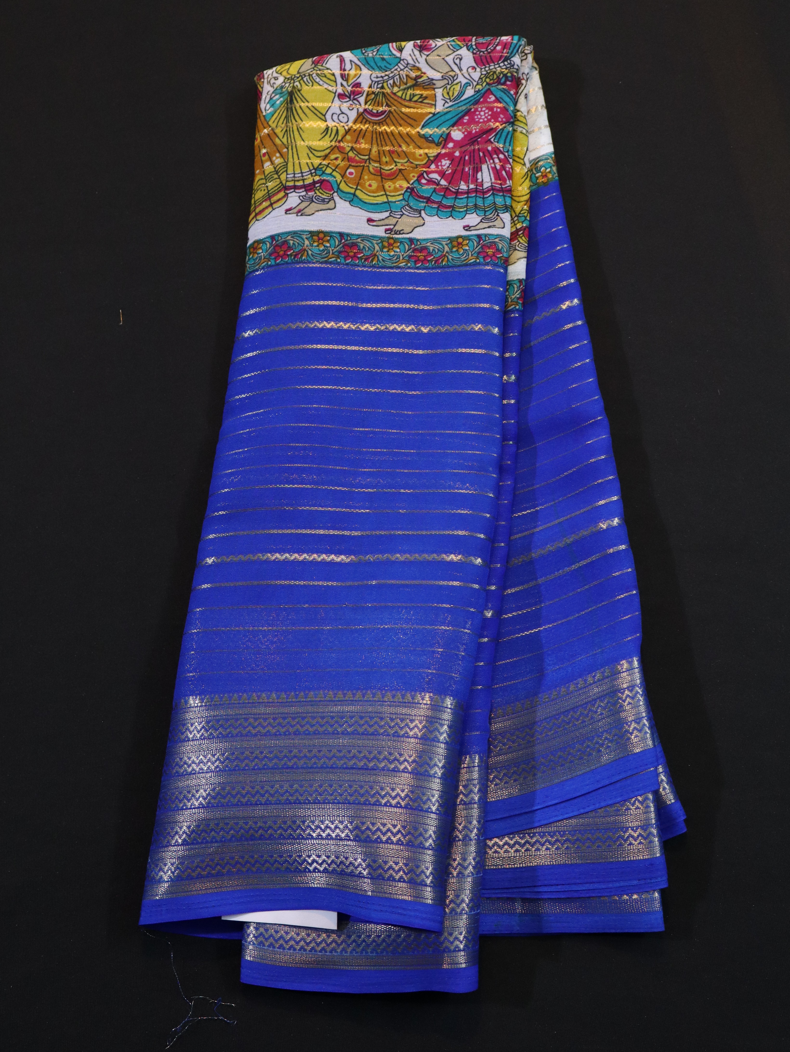 ART SILK CREPE WITH DIGITAL PRINT-BLUE