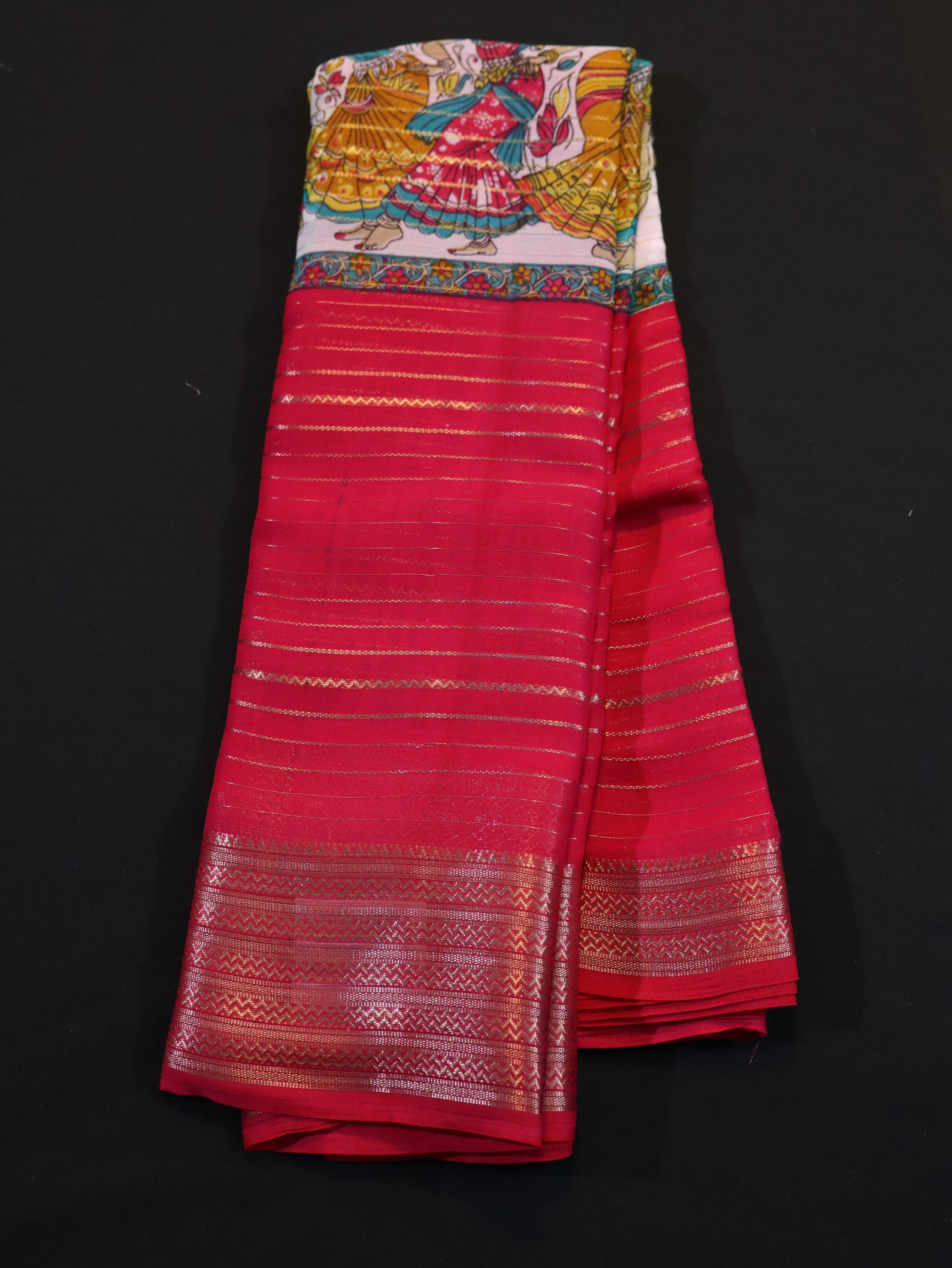 ART SILK CREPE WITH DIGITAL PRINT-TOMATO RED