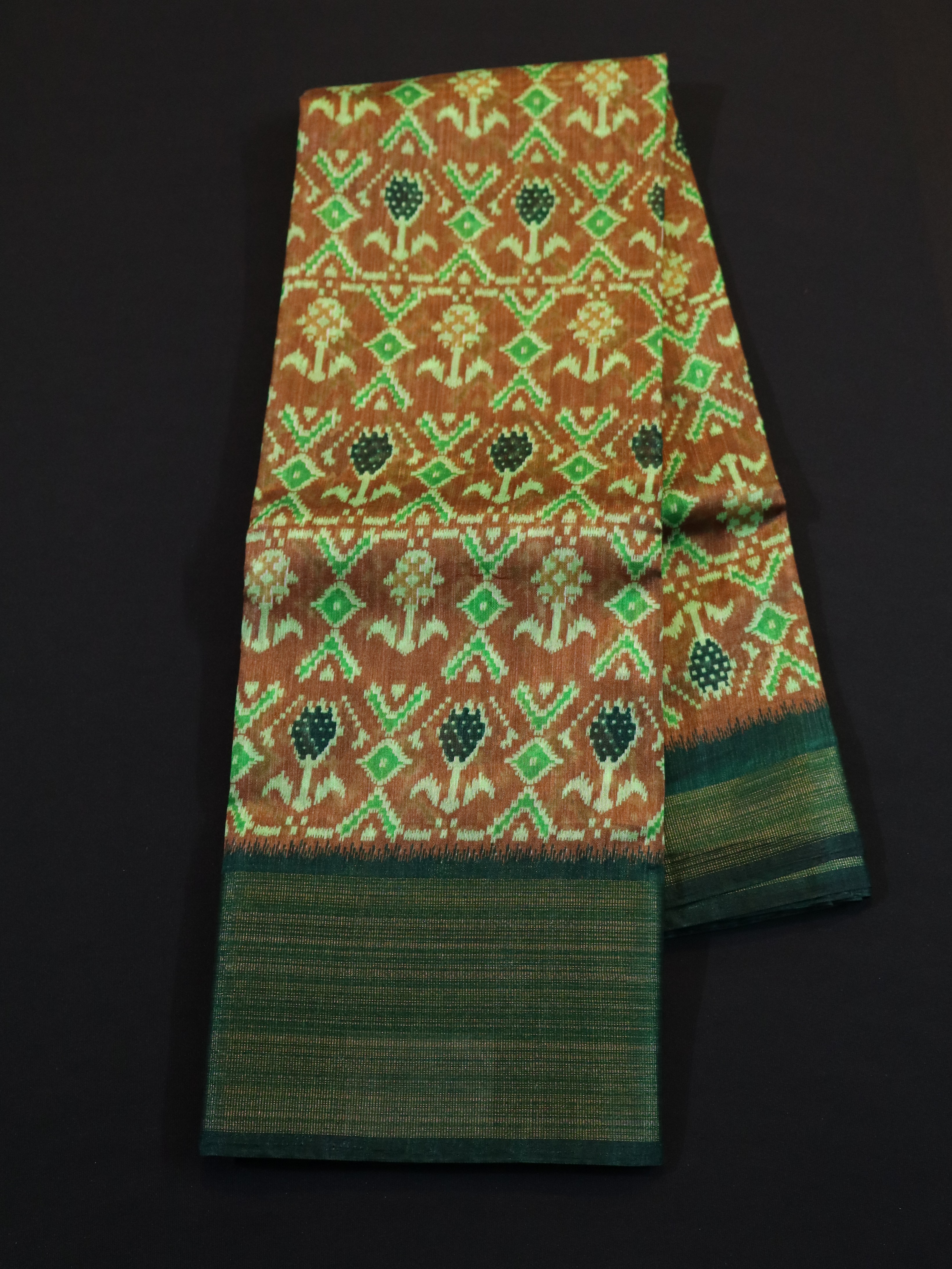PATIOLA WOVEN SAREE WITH FLORAL PRINT