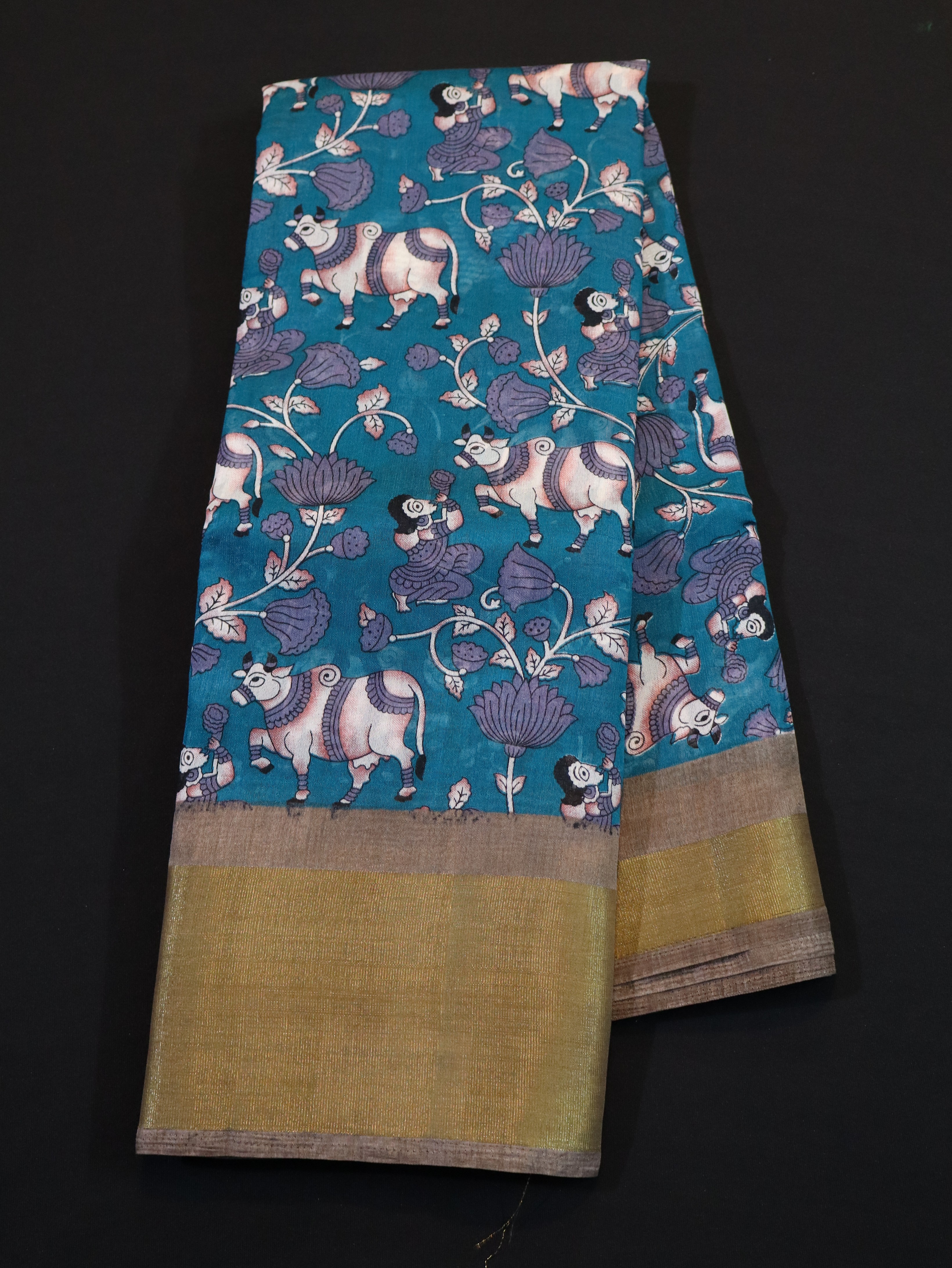 PATIOLA WOVEN SAREE WITH FLORAL PRINT-1