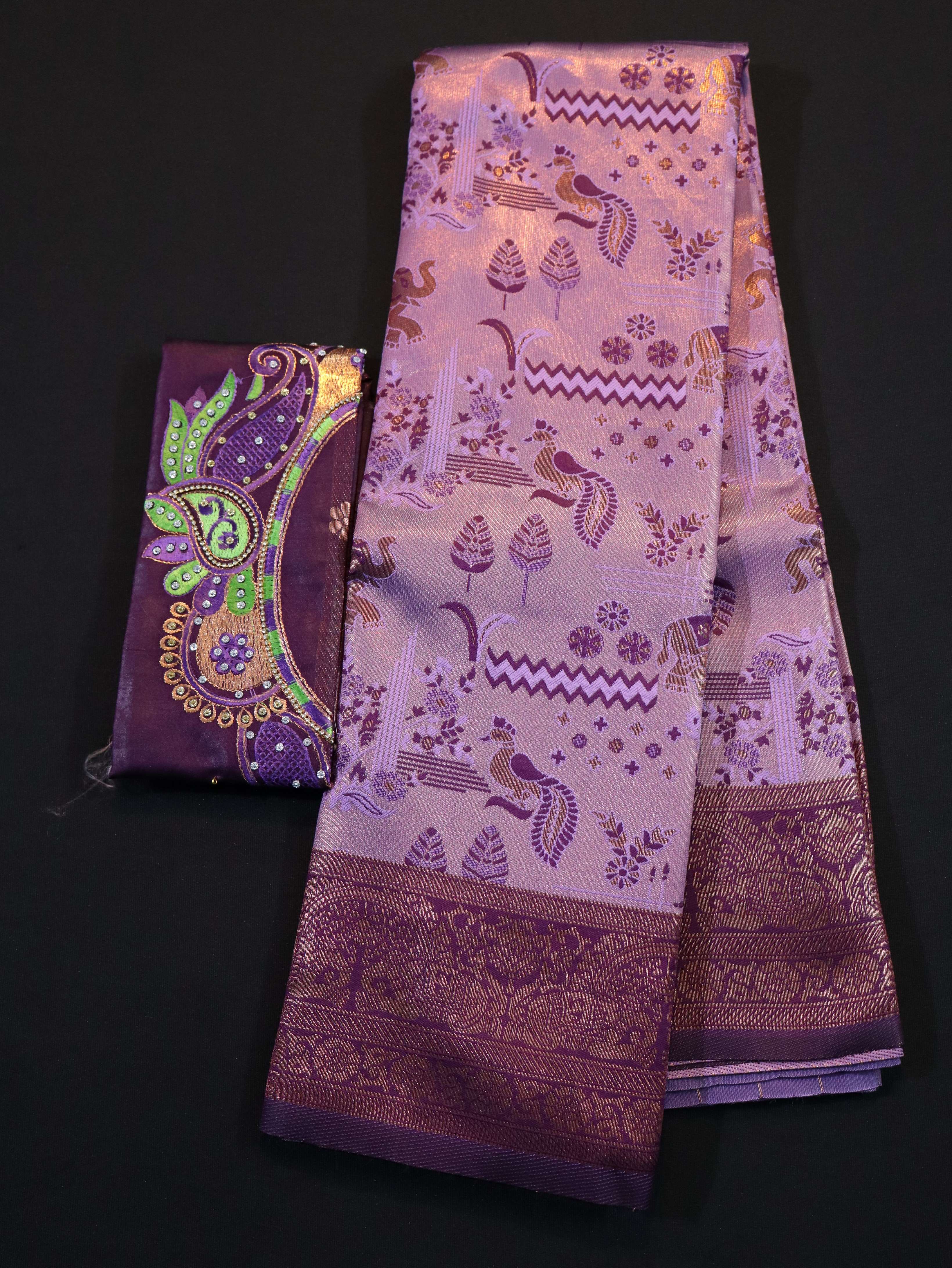 VISCOSE DUPION SAREE WITH DESIGNER BLOUSE-1